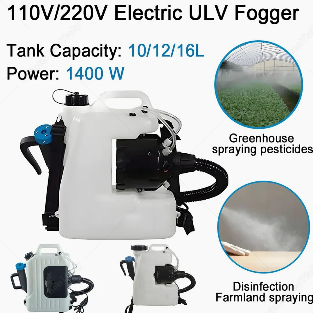 Máquina Nebulizadora Eléctrica Pulverizador Mochila,1400w 16L | Atomizador Comercial con Manguera Telescópica,Alcance Pulverización 8–10 M,para Jardín,Hogar,Hoteles Interiores Exteriores