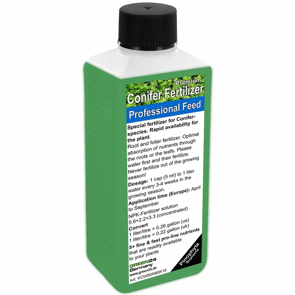 GREEN24 Alimento vegetal para coníferas, fertilizante líquido Pinophyta de alta tecnología NPK, raíz, suelo, fertilizante foliar