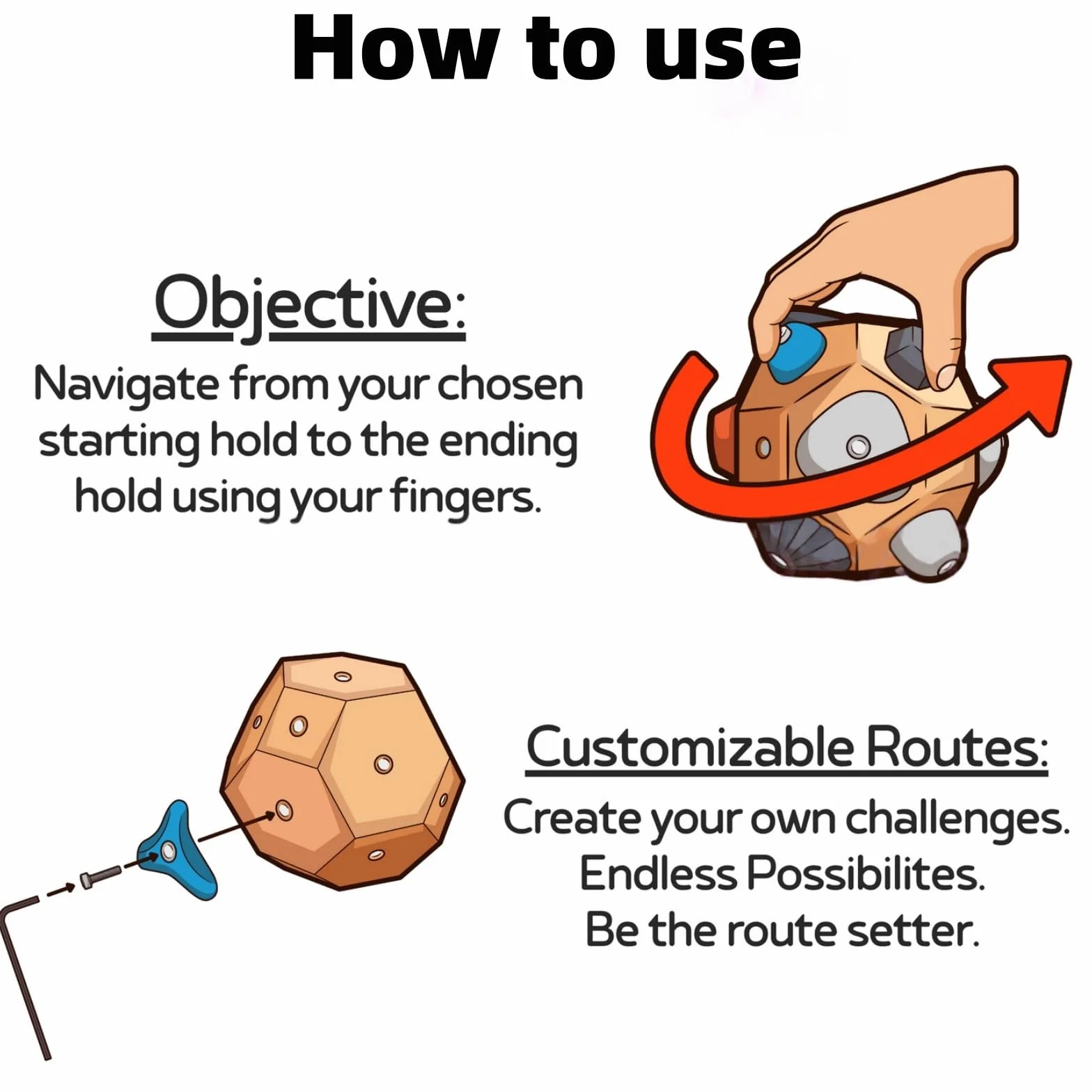 Bloque de Boulder Hecho a Mano - Bola 3D de Entrenamiento para Escalada