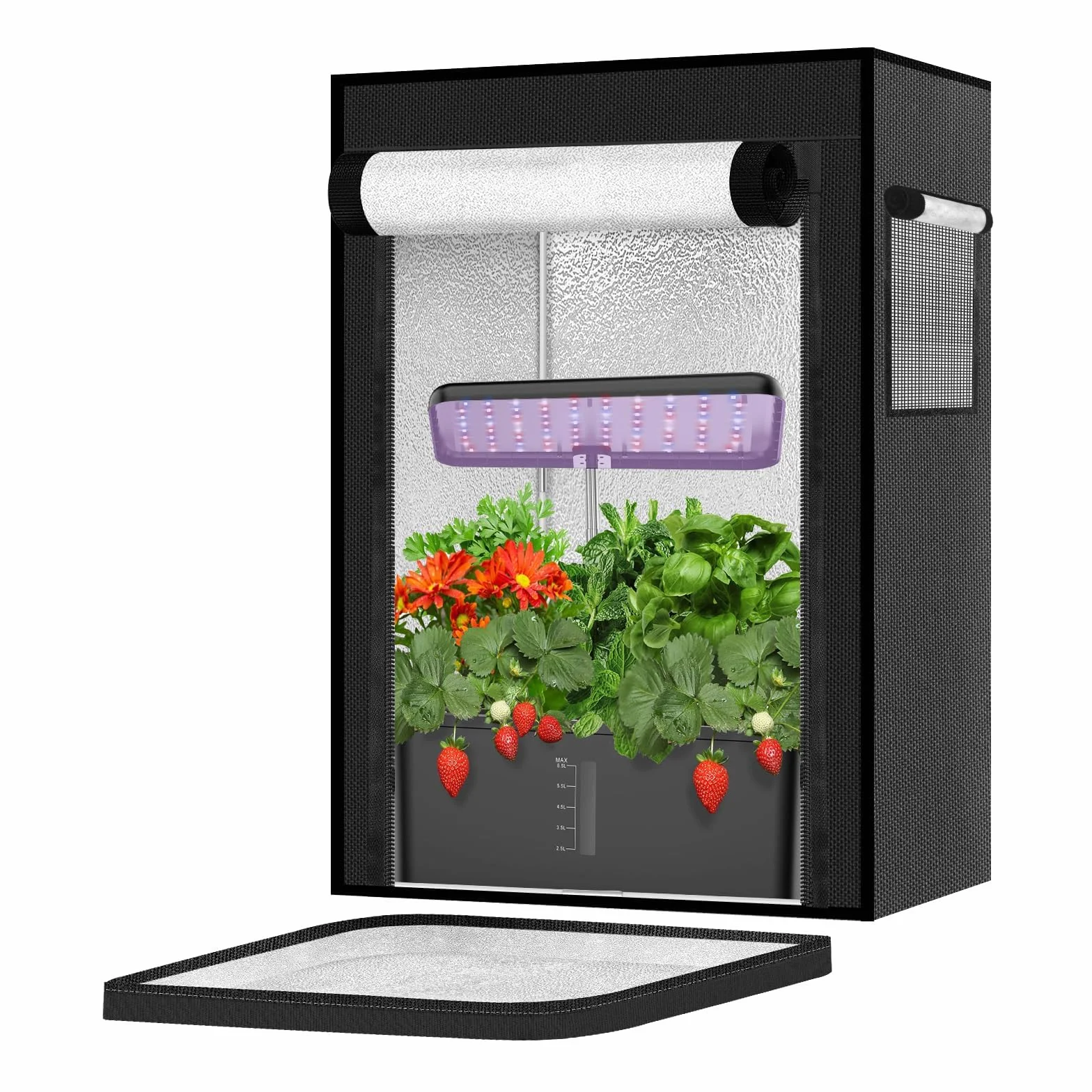 Tienda de cultivo con ventana de observación, bandeja de suelo extraíble, pequeña tienda de cultivo para sistema de cultivo hidropónico Aerogarden, bloquea el exceso de deslumbramiento y