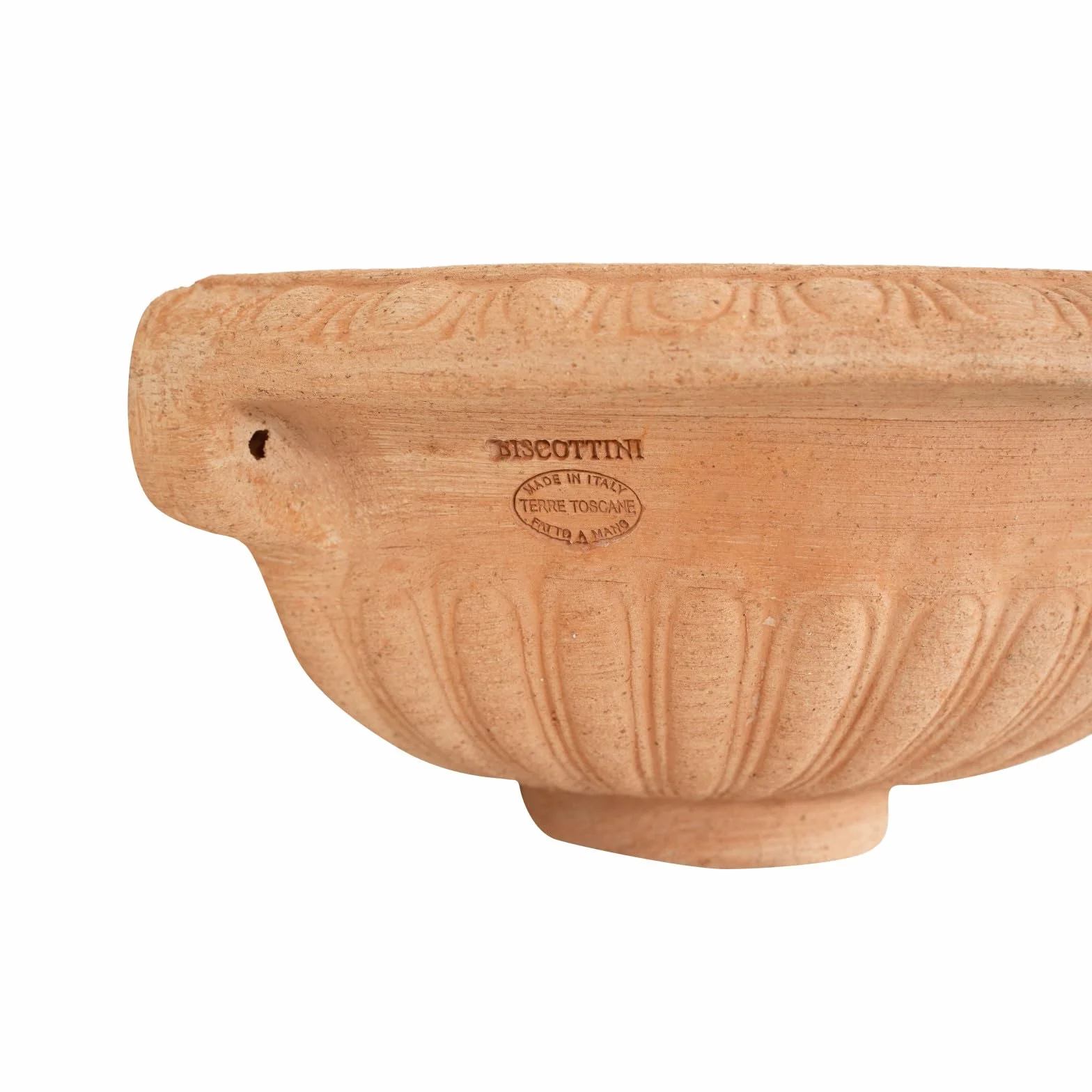 Biscottini Bañera para fuente de jardín de terracota Fuente de pared de exterior Made in Italy lavabo decoración pared
