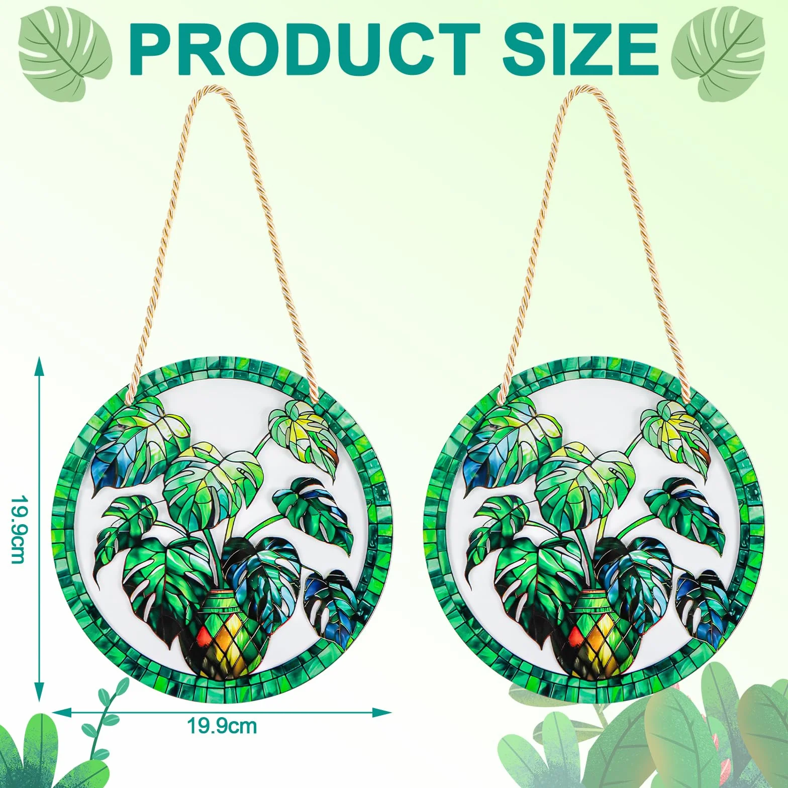 Decoracion Jardin Exterior,Atrapasoles para Ventanas Colgante con Modelado de Plantas Verdes,Adornos Jardin Exterior Impresión a Doble Cara para Terraza,Alféizar,Casa y Jardín