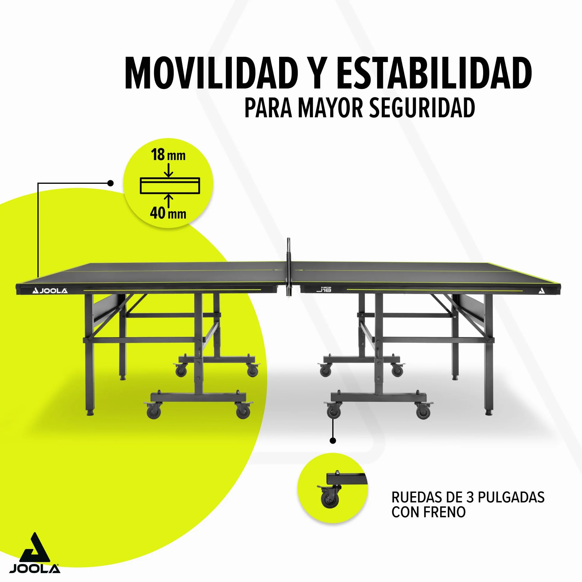 JOOLA Mesa de Ping Pong Inside J18 Interior Plegable 274 x 152,5 x 76 cm Gris