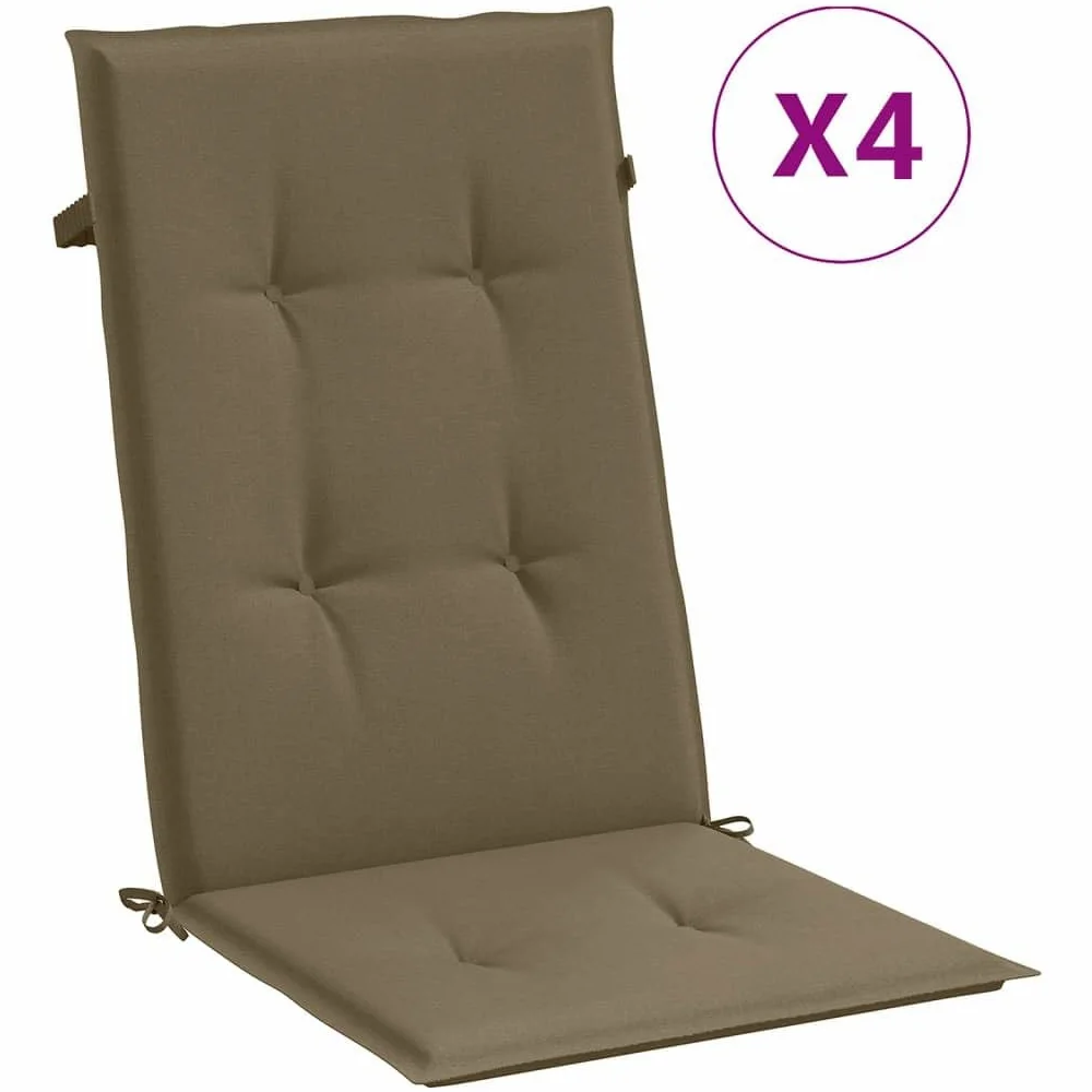 ShGaxin Cojines Silla Respaldo Alto 4 uds Tela Taupe Melange 120x50x4cm, Cojines para Butacas De Jardin, Cojines Sillas Cocina, Cojines para Sillas De Terraza, Cojin Silla Exterior - 4002437