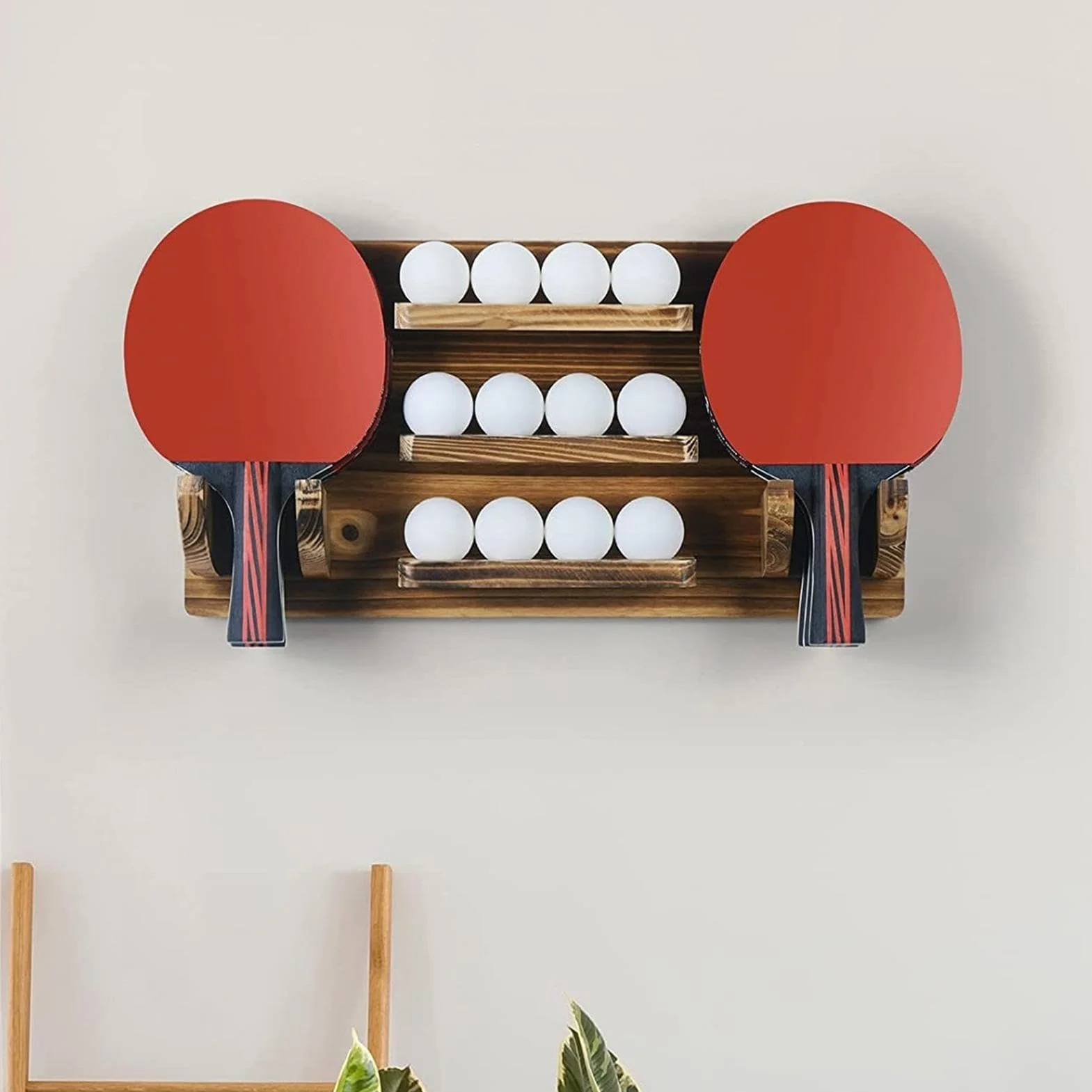 Soporte de Exhibición para Raquetas de Tenis de Mesa para 6 Raquetas y 12 Pelotas