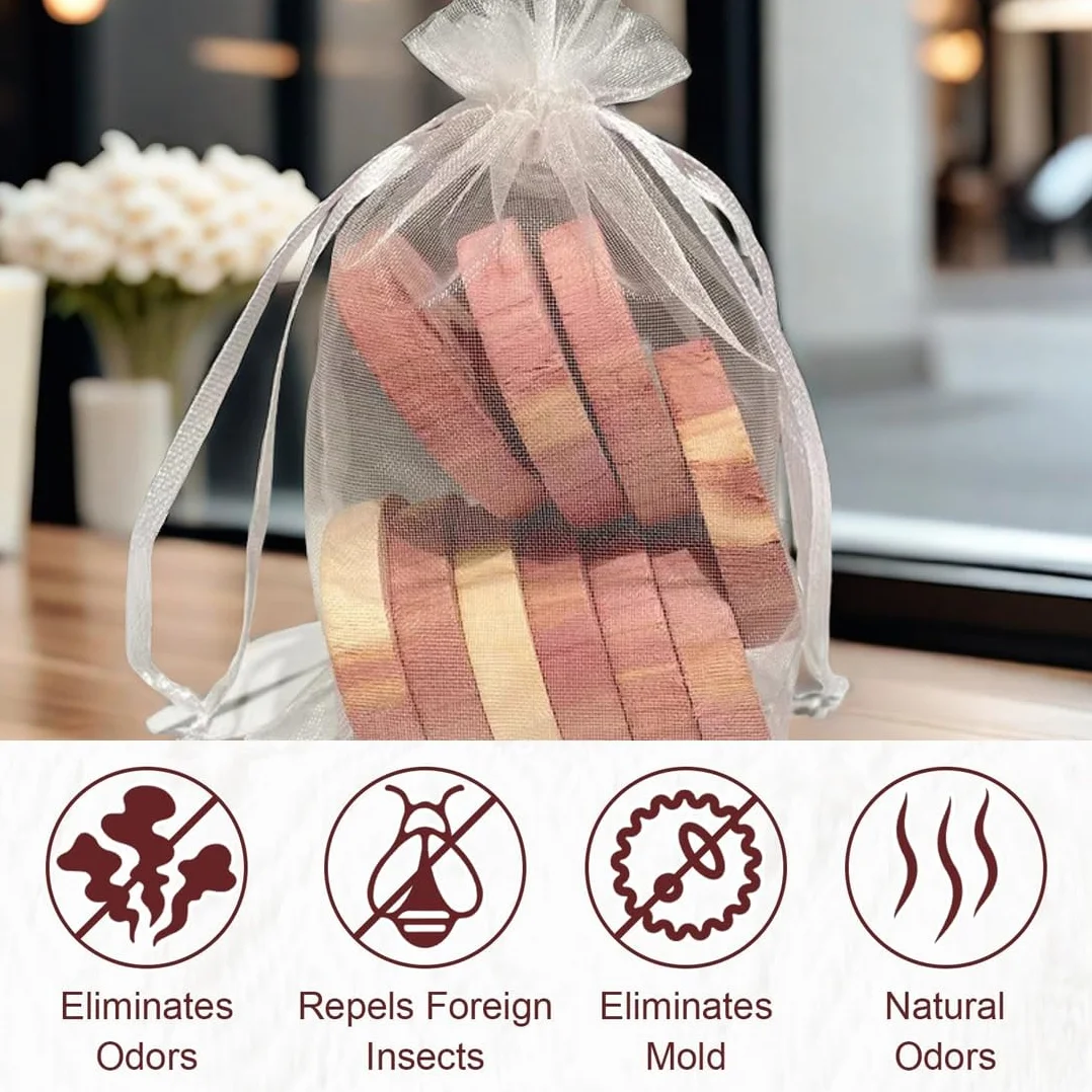 24 Piezas de Madera de Cedro, Natural Contra Polillas, Producto 100% Natural y Puro Sin Químicos, Repelente de Primera Clase para Armarios, Duradera Contra de la Ropa y para Ropa