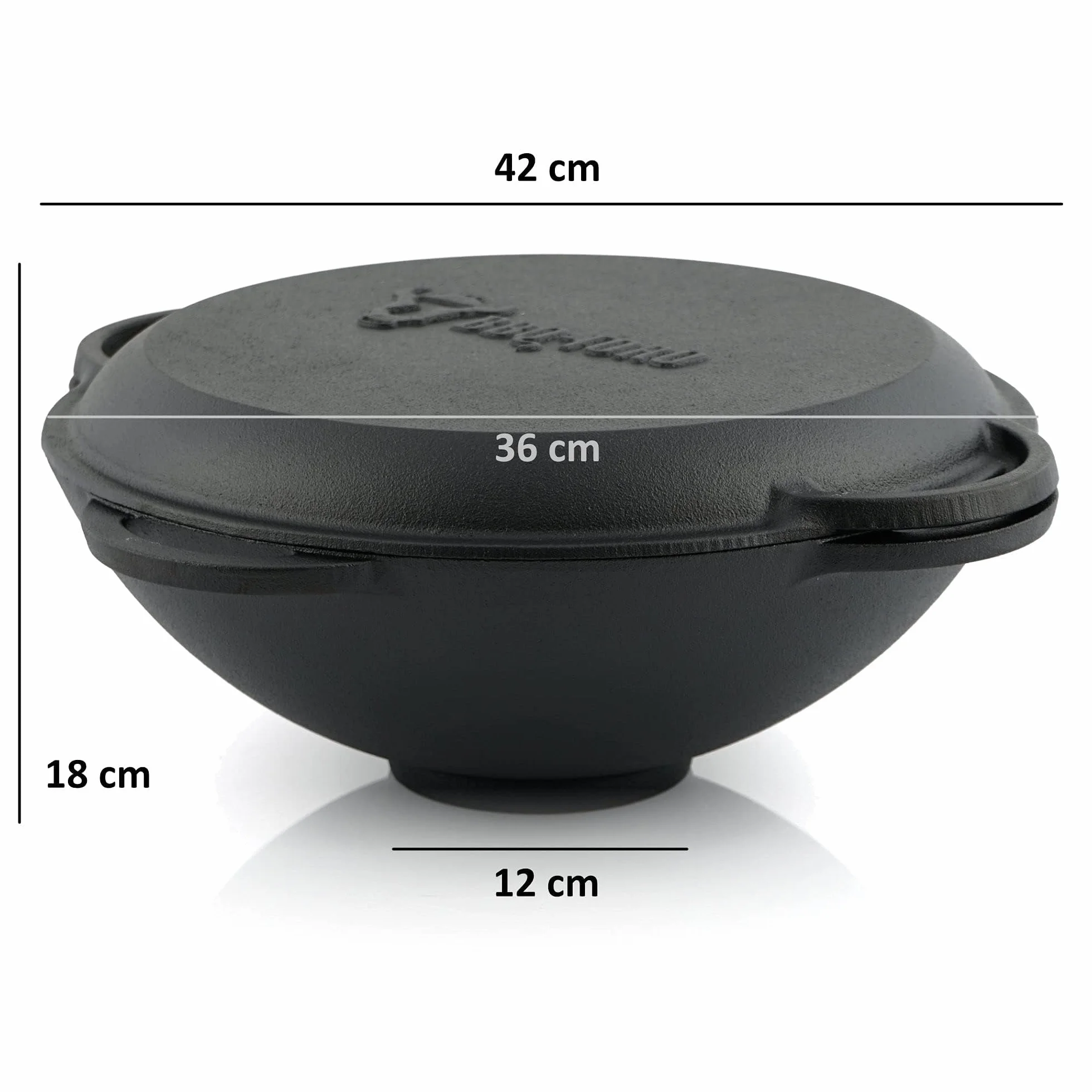BBQ-Toro Kazan de 12,1 L con Tapa + Kazan Estufa Ø 35 cm | Olla de Hierro Fundido para Estofados | Estufa de Camping Utschag | Cocina Exterior, Horno de Gulash | Horno de Fuego, Caldera, Chimenea