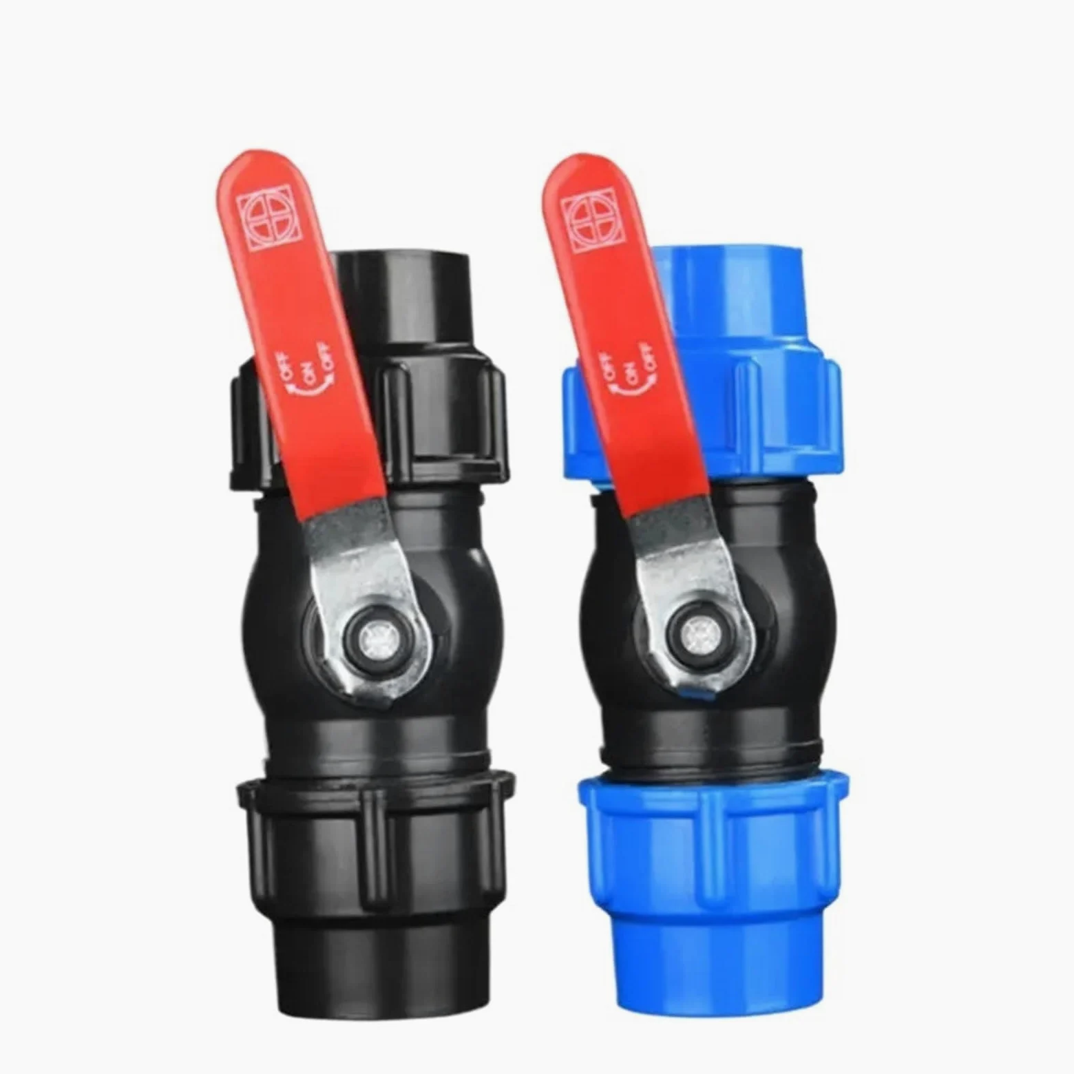 VELORE Conector de válvula de bola rápida de plástico de 20/25/32/40/50 mm, conector de válvula de bola rápida para jardín, agricultura, riego, accesorios de tubería de agua (azul, 63 mm)