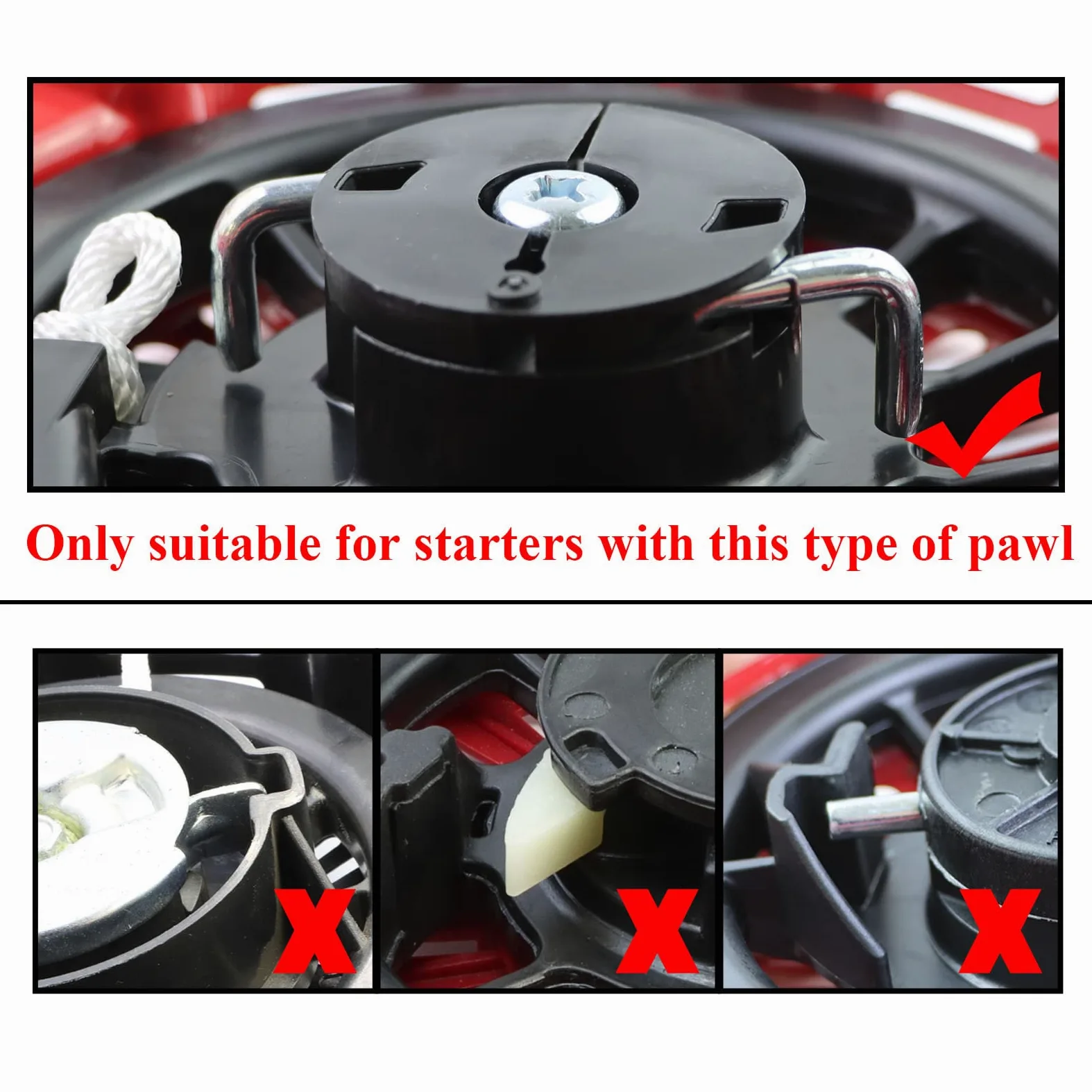 WOTIAN 2 piezas GX160 Pull Start Assembly 28400-Z4M-306ZB con tacos de varilla de acero curvados para GX120 GX160 GX200 5.5HP 6.5HP 27400-Z1T-702