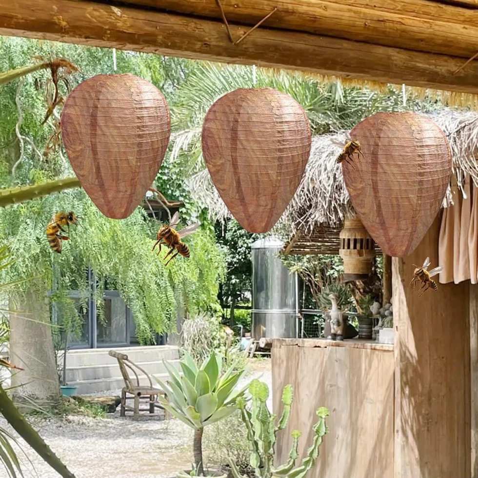 Mineup 8 Piezas Nido de Avispas, Nido de Avispa Artificial, Nido de Avispas Colgante, Nido de Avispas de Suspensión, Natural Ecológico para hogares y Jardines al Aire Libre