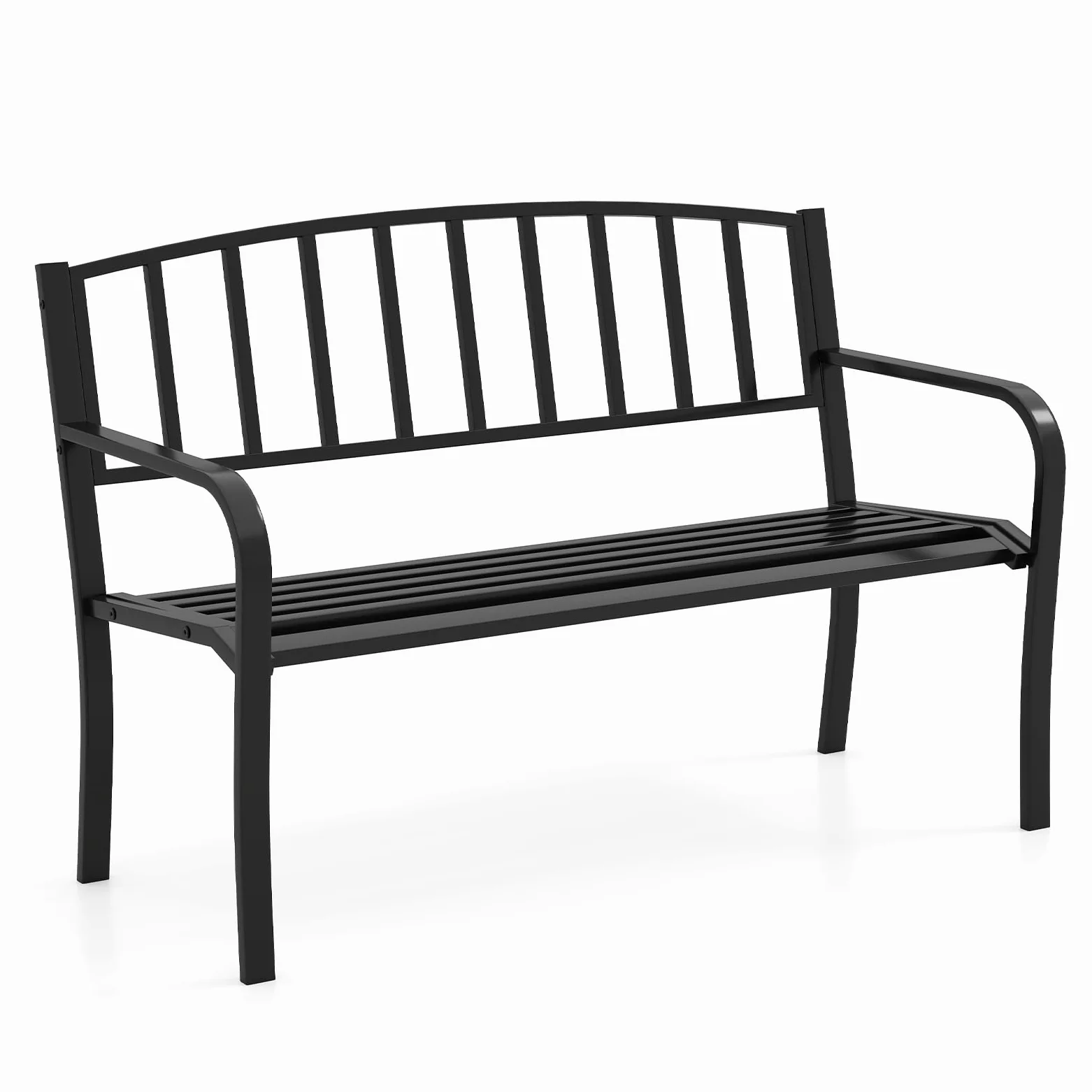 COSTWAY Banco Jardin Metal 2-3 Plazas 300kg 127x59x85,5 cm Negro Exterior