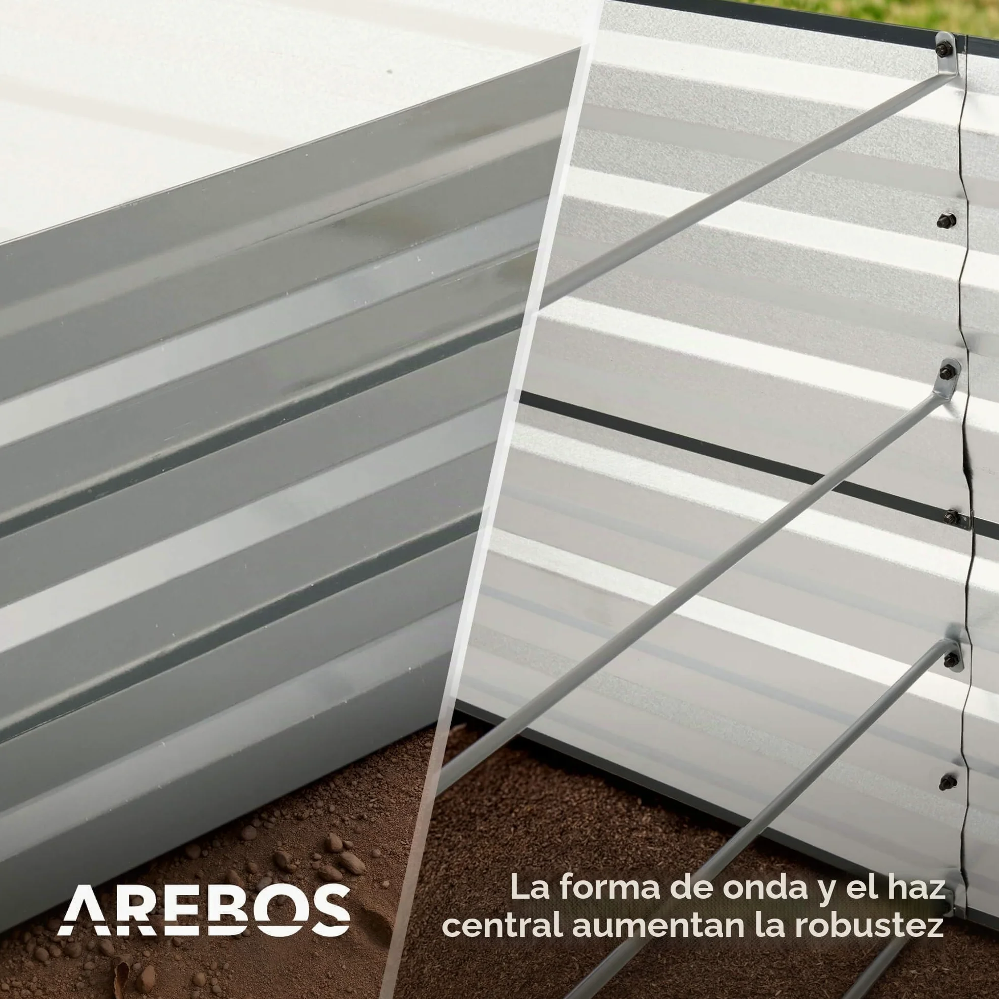 Arebos Cama de Jardín Elevada de Metal 180x90x79 cm | Cama de jardín de Acero galvanizado | Cama de siembra Resistente a la Intemperie y al óxido | Cama de Vegetales Rectangular para jardín y Patio