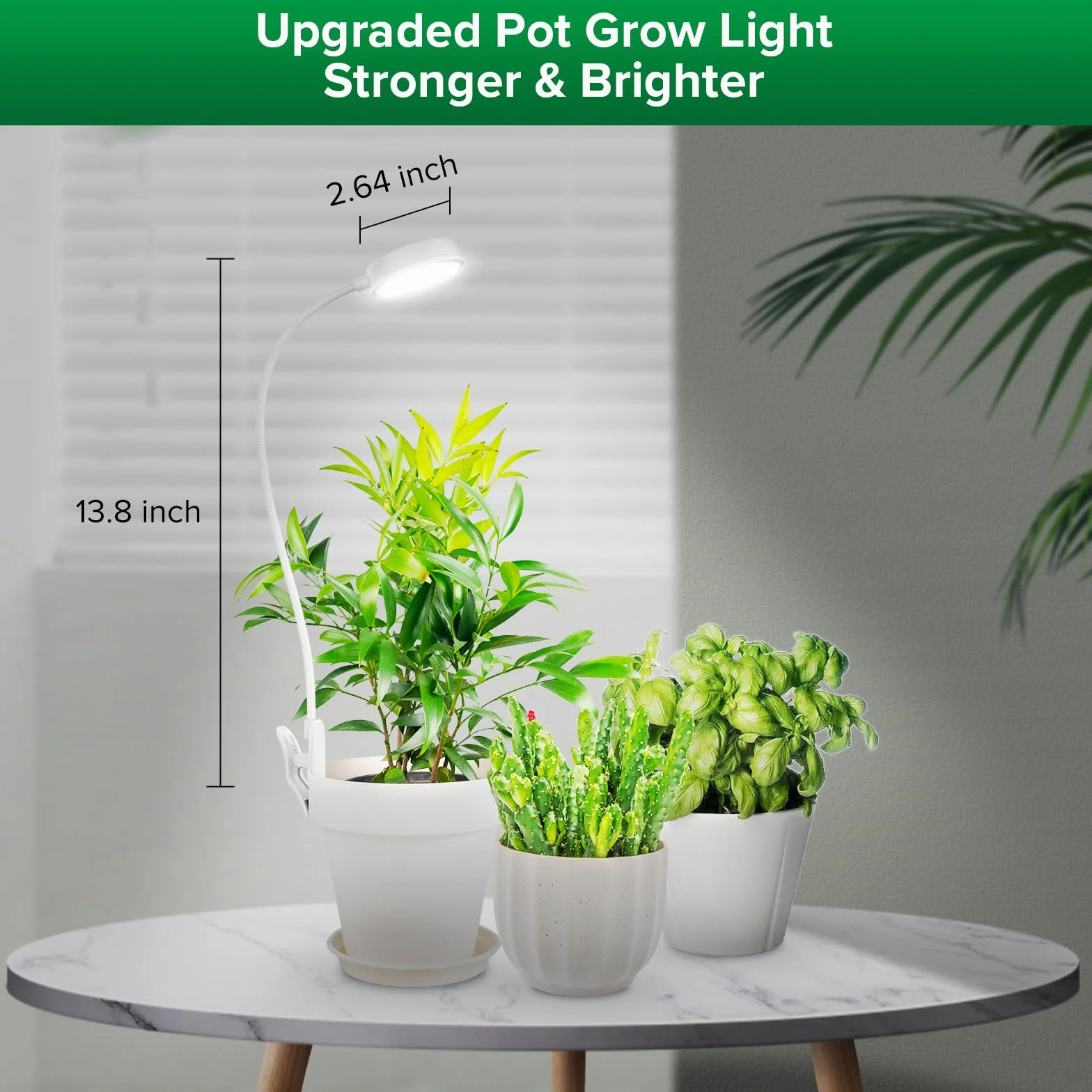 SANSI Lámpara de Plantas, 48 LED Luz de Crecimiento de Espectro Completo 4000K, Lámpara LED Cultivo Interior con Temporizador Automático 3H/6H/12H y 4 de Brillo para Plantas Pequeñas (1Pieza)