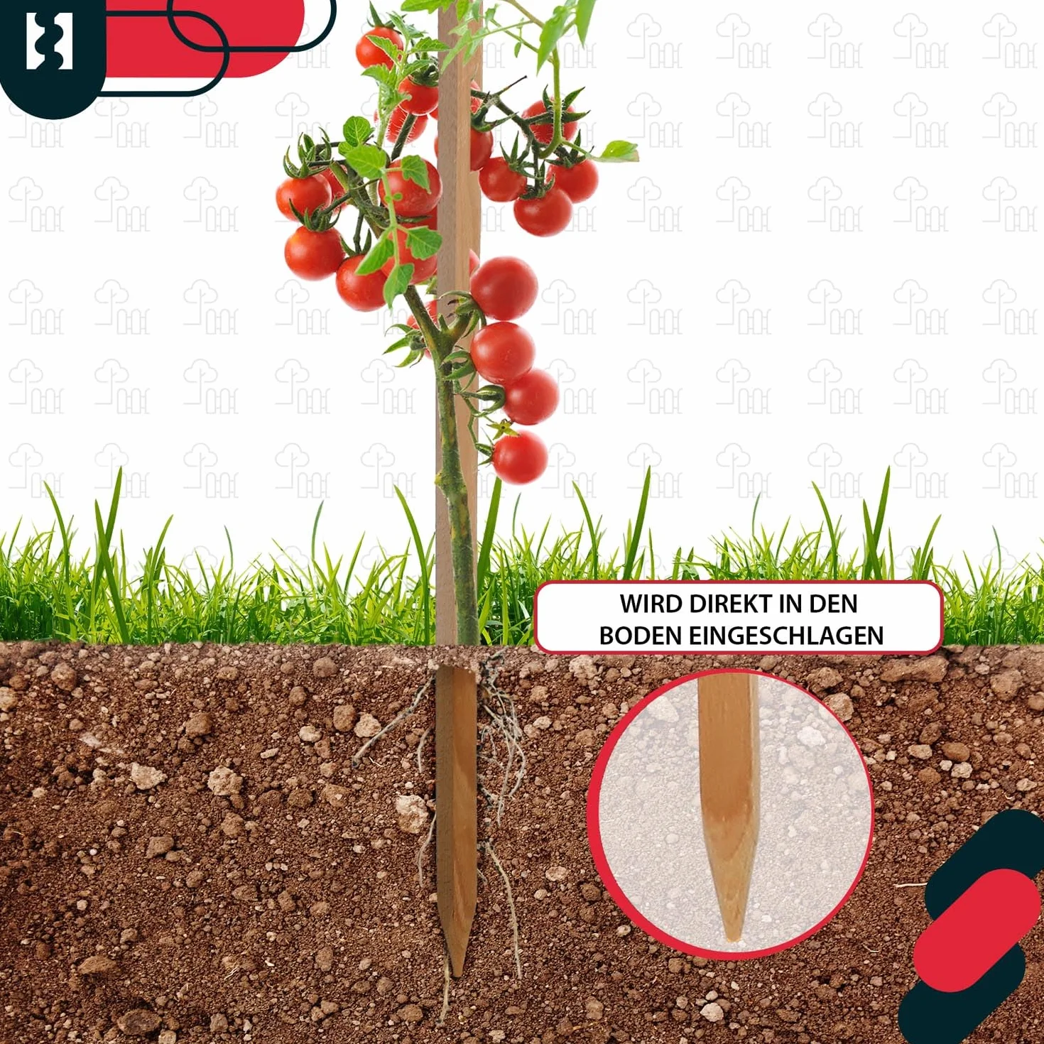 KOTARBAU® 10 Unidades Tutores para Plantas - Palos de Madera - 40 cm - Madera de Haya - Natural - Postes para Vallas - Estacas para Jardín - Tutor Plantas - Estacas para Huerto
