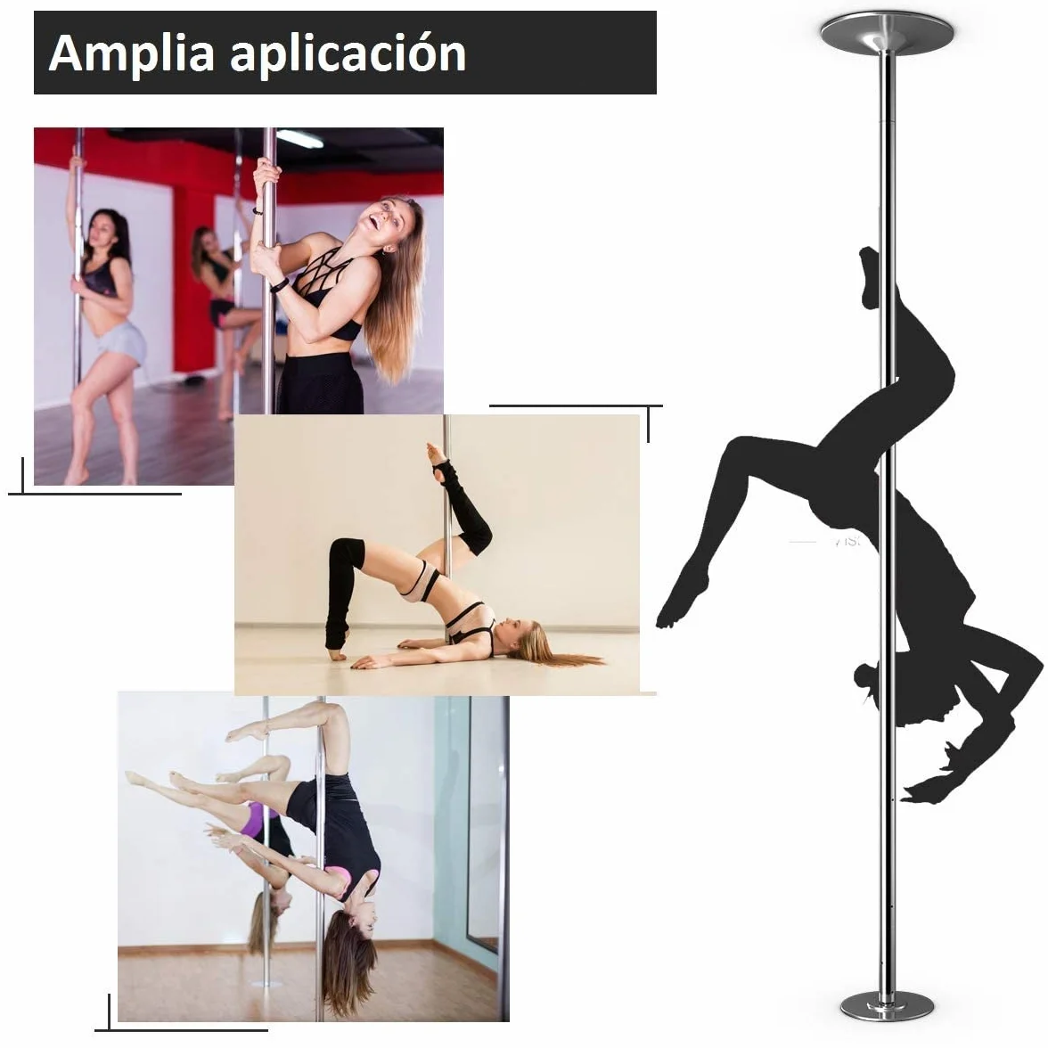 COSTWAY Barra de baile profesional acero inoxidable 45 mm giratoria altura regulable 200 kg