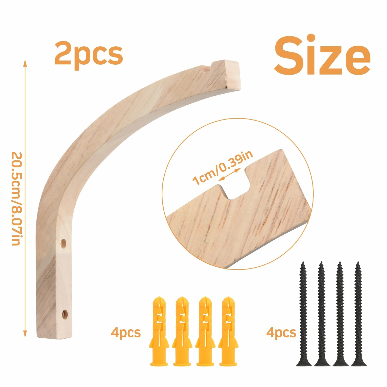 Ganchos de Madera Para Plantas, 2 Piezas Ganchos Decorativos para Plantas de Pared, Ganchos de Pared de Madera con Juego de Tornillos para Linternas, Macetas