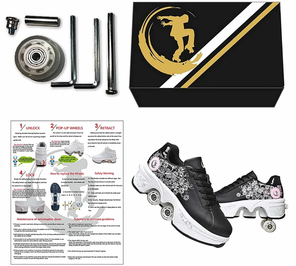 Zapatos con Ruedas para Niños - Patines de Skate, Zapatillas Deportivas