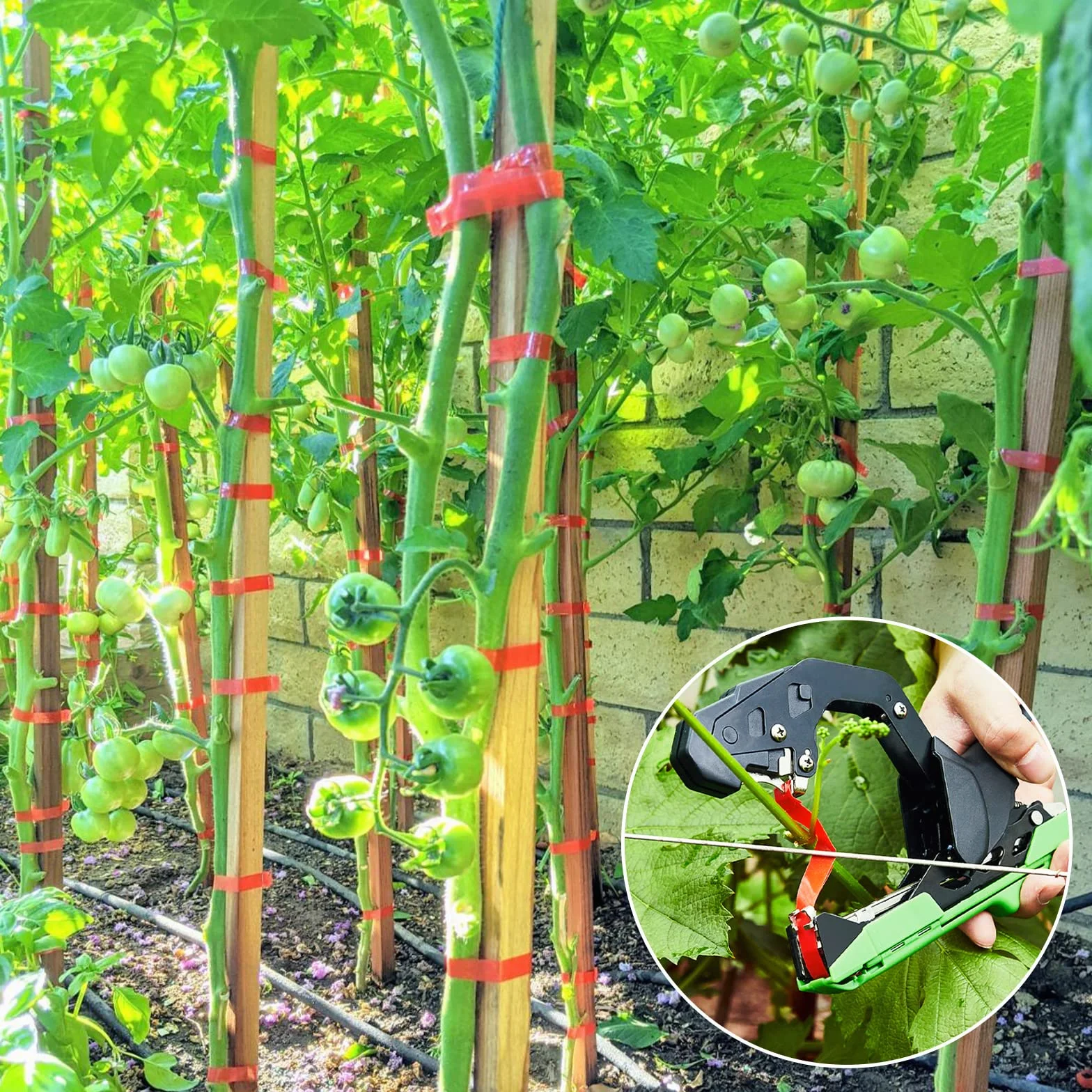 Profesional Maquina Atadora de Atar Tomates Plantas Herramientas Jardineria Máquina Manual Huerto Cinta Pinzas Ramas Atadora Agricola Tomate Viña Hortalizas Pepino UVA Fruta Flores Tape Tool