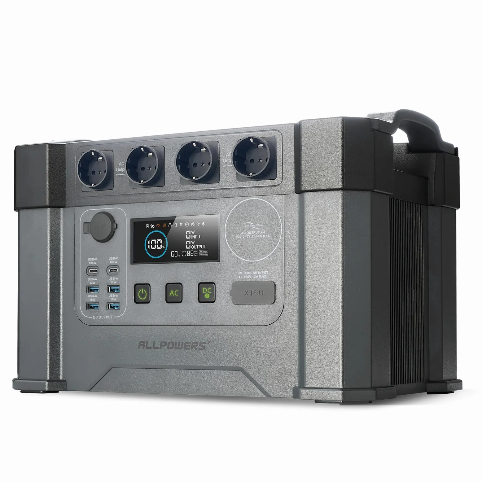 ALLPOWERS S2000 Pro 2400W Estación de energía portátil de 1451Wh | enerador solar de salida de CA 4x2400W con MPPT y SAI＜15ms para acampar emergencia en el hogar