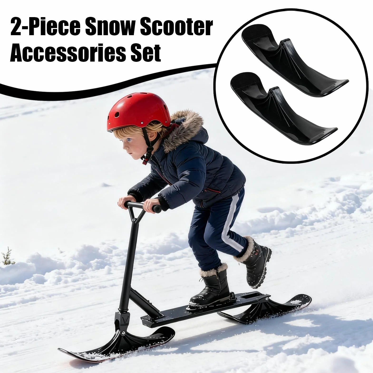 Kit de conversión para trineo de nieve 1 par ligero ergonómico para arena hierba grava