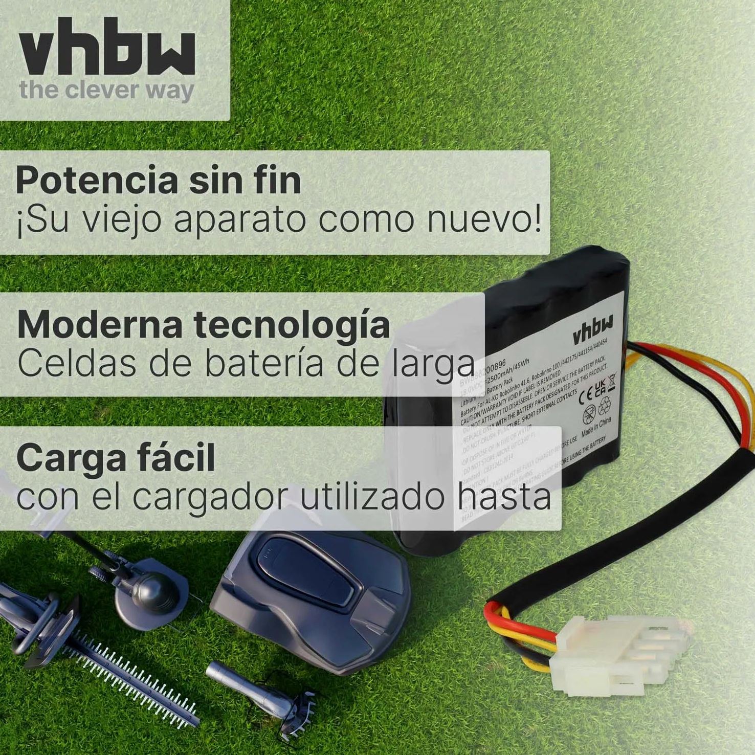 vhbw Batería Compatible con Kärcher RLM4 Robot cortacésped (2500 mAh, 18 V, Li-Ion)