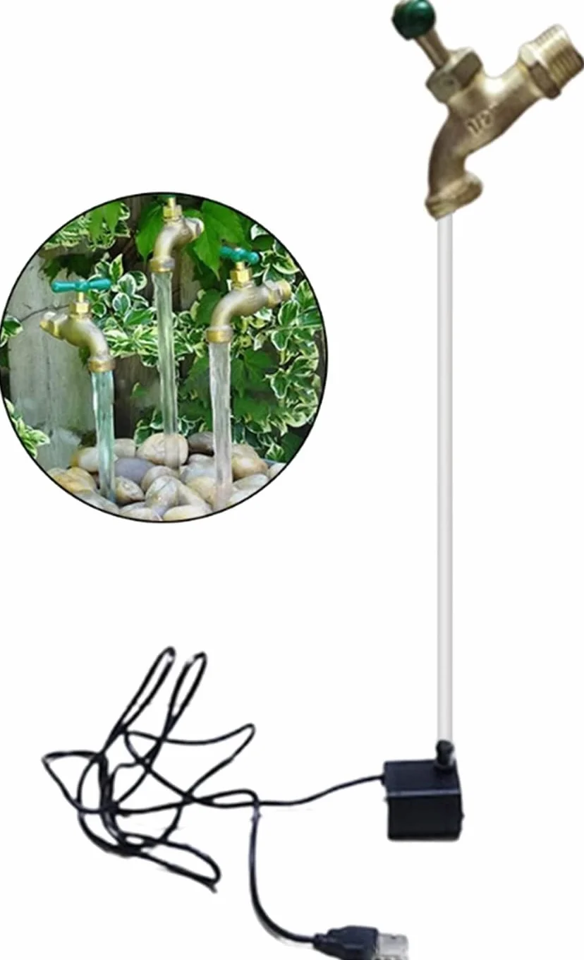 Fuente de grifo invisible estilo USB, fuente de grifo que fluye al aire libre, fuente de grifo que fluye, grifo invisible mágico flotante, para decoración artística de jardín y patio