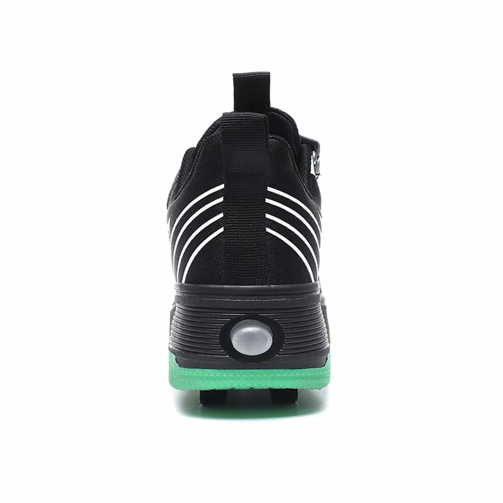 HUSKSWARE Zapatos Deportivos Patines de 4 Ruedas con Freno de pie, Negro Rosa, 29-40 EU