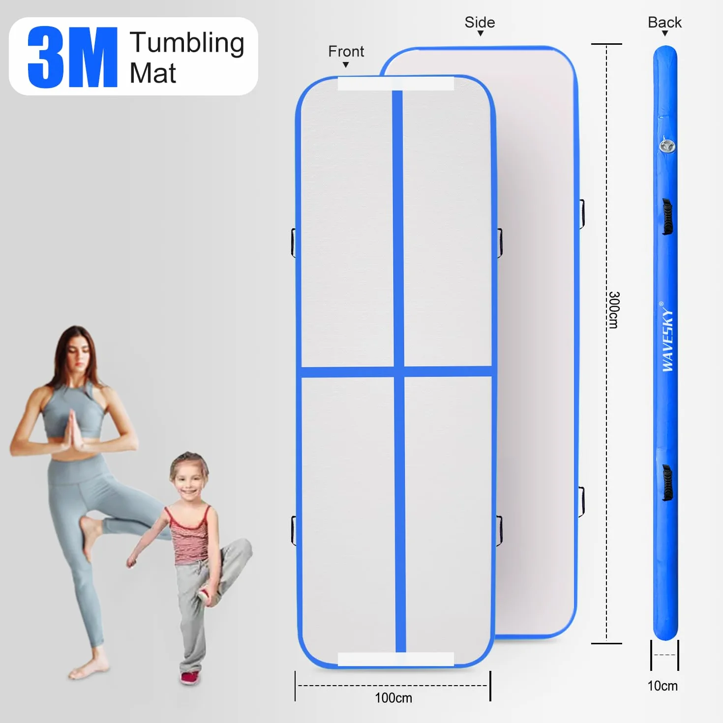 Esterilla hinchable de aire 10 cm antideslizante fitness yoga 3 m/4 m/5 m