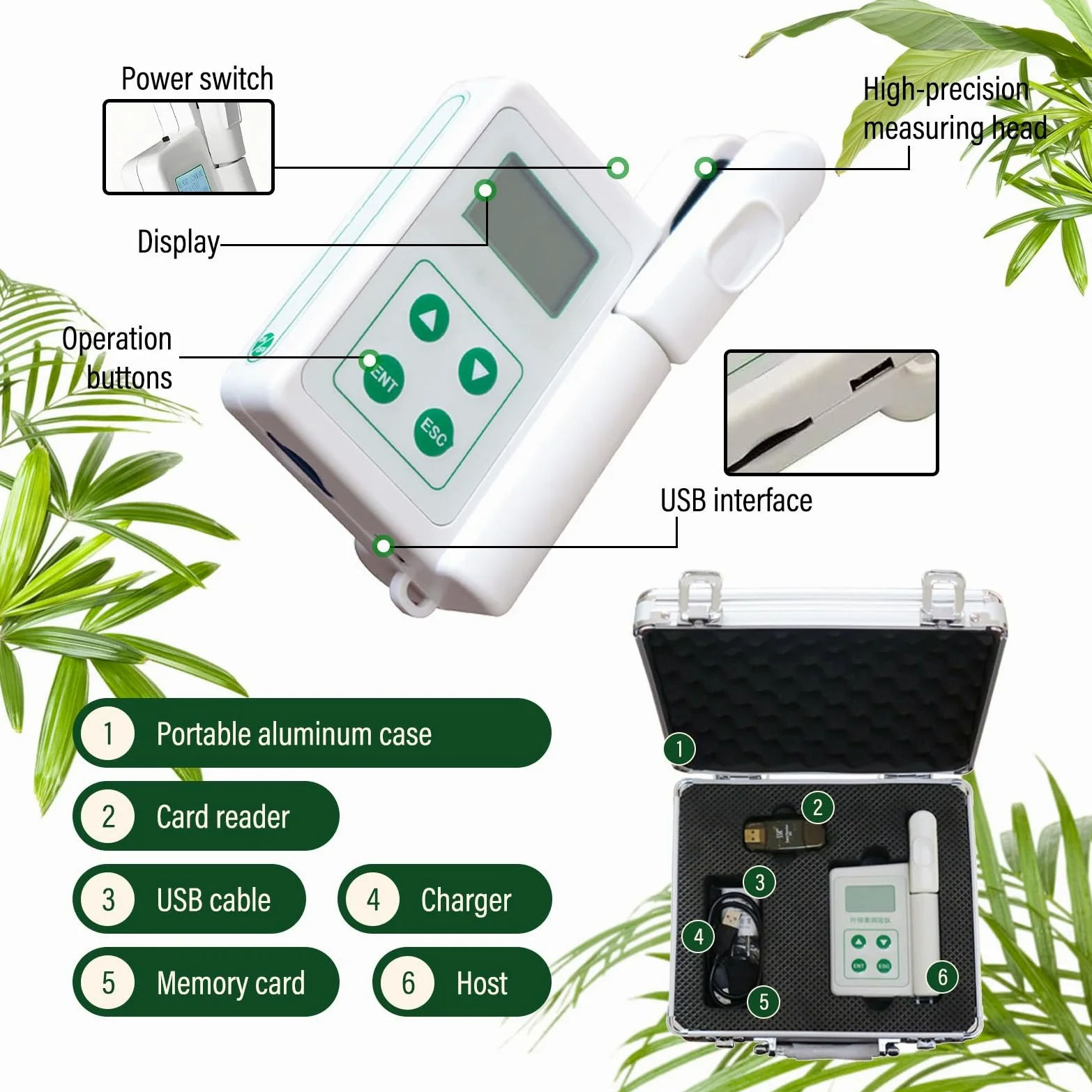 Tester De Clorofila Portátil Con Medidor Digital SPAD, Medición De Nitrógeno Foliar Y Humedad De Hojas, Análisis Hojas Y Nutrientes Y Monitor De Plantas(One parameters)