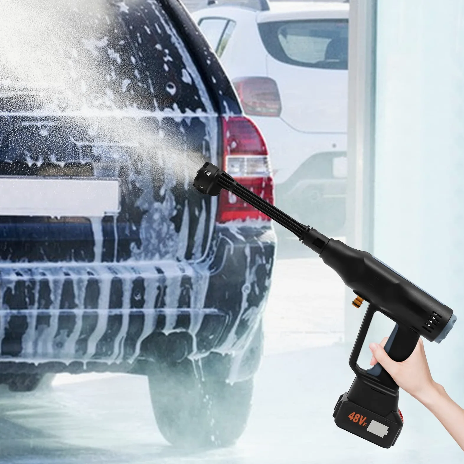 Limpiador de alta presión inalámbrico con batería de 15000 mAh y boquilla ajustable, limpiador de alta presión portátil para coche y jardín
