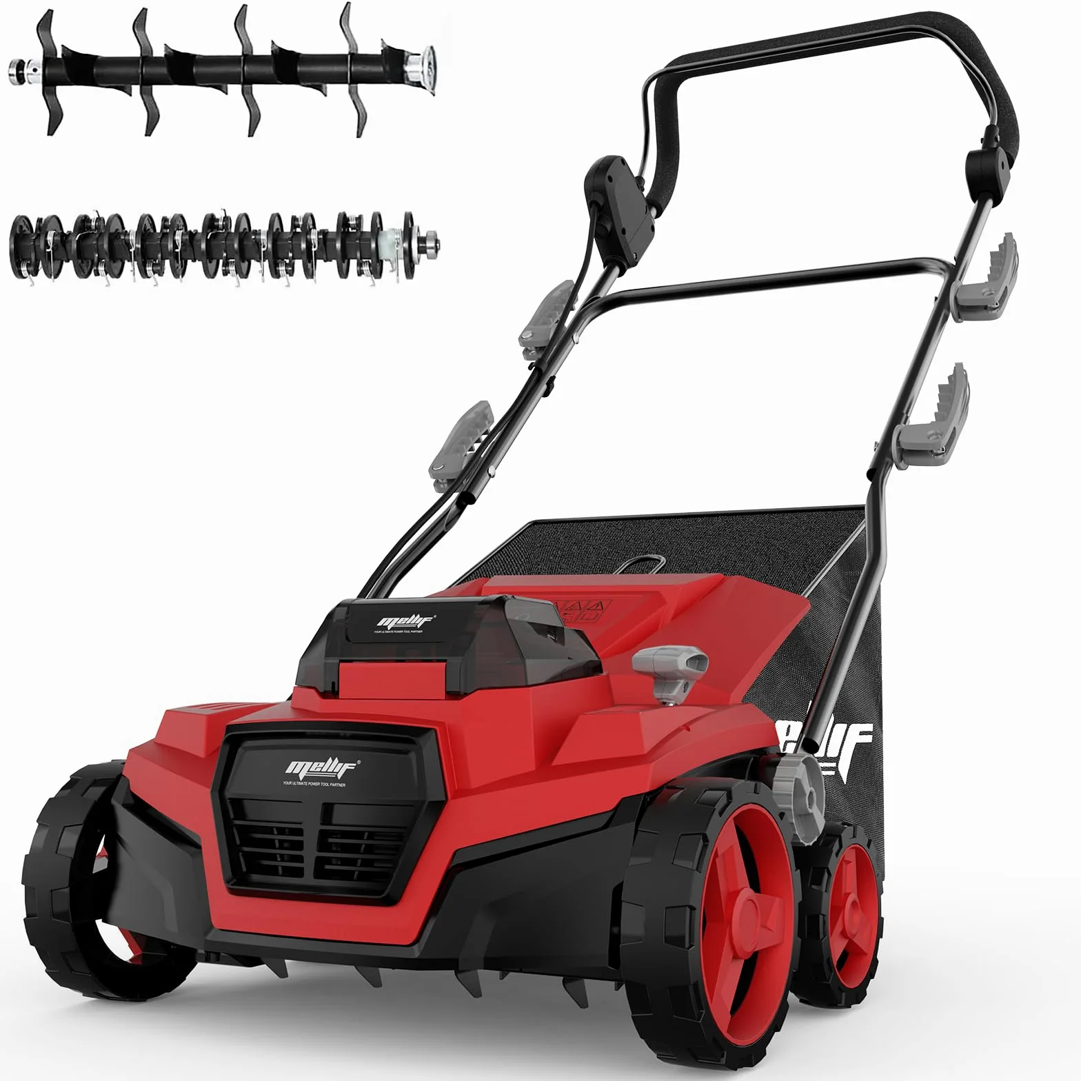 Atascador y escarificador eléctrico inalámbrico sin escobillas de 36 V y 15 pulgadas, compatible con batería Milwaukee de 18 V (solo herramienta), con bolsa de recogida de paja de 12 galones, ajuste