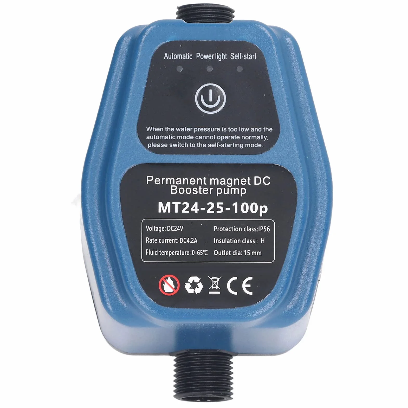 Bomba Elevadora de Presión de Agua Inteligente 100W 24V 25L IP56 con Arranque y Parada Automáticos, de Presión para Ducha con Enchufe