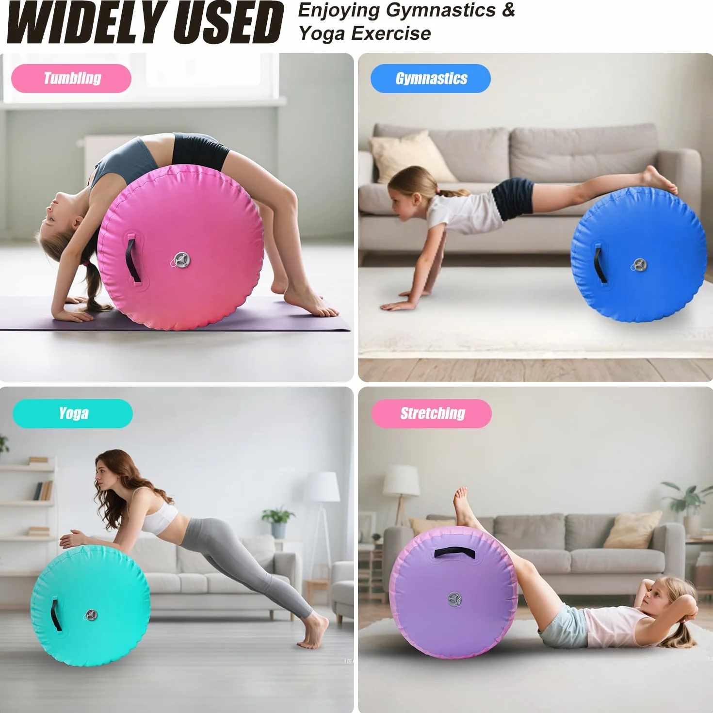 Colchoneta inflable para gimnasia con rodillo de aire, yoga, entrenamiento