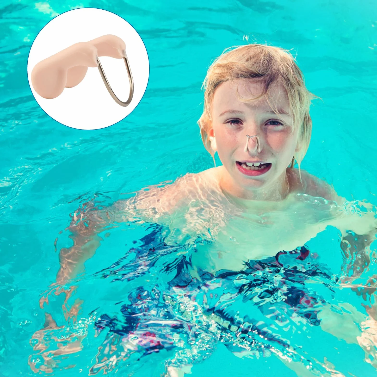Pinzas Nasales de Silicona para Natación, Impermeables, Set de 12, Beige