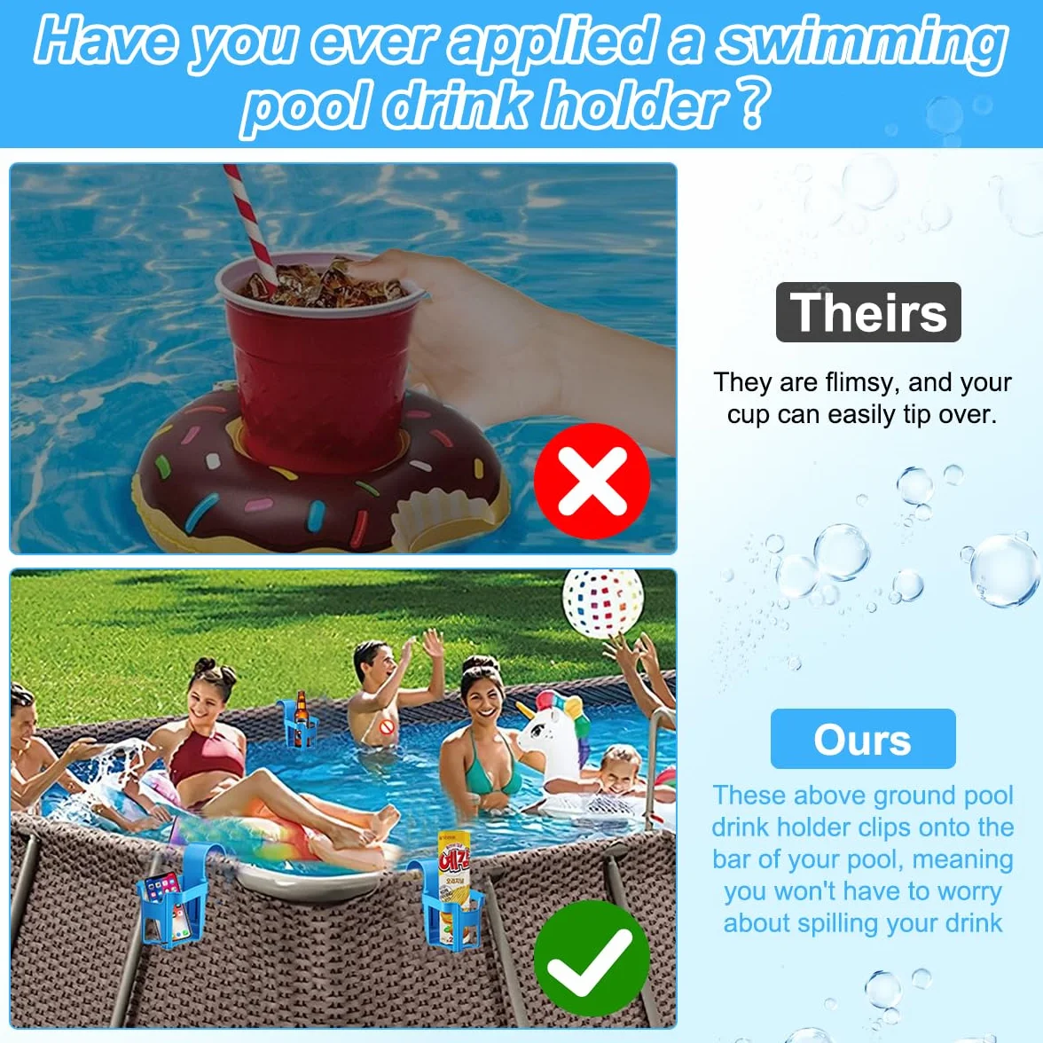 4 Piezas Portavasos de Piscina, Portavasos Colgantes para Piscina, Soporte para Bebidas Piscinas, Portavasoss Junto a la Piscinas Desmontable, Accesorios Piscin-a Portavasoss Colgante para Verano