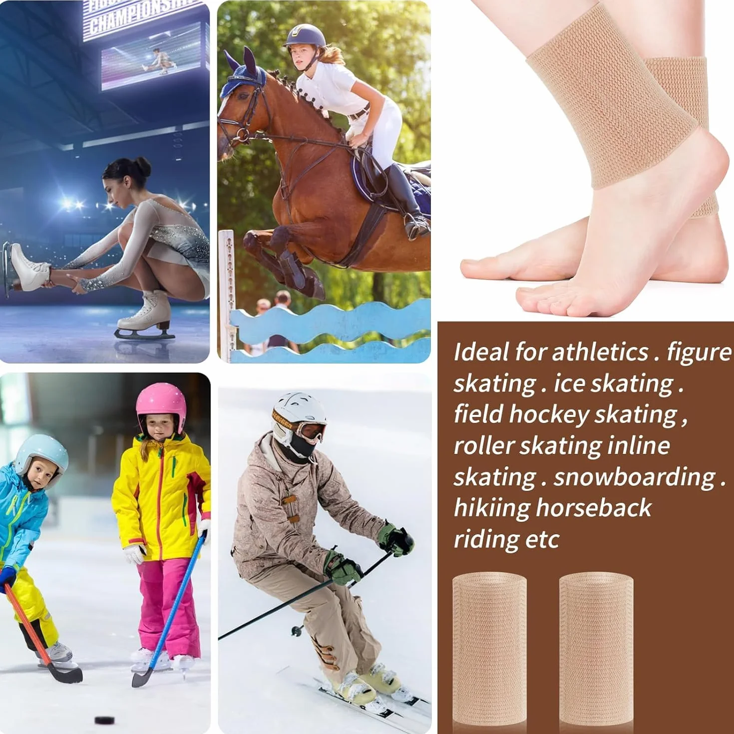 Calcetines Acolchados para Patines con Protección de Tobillo para Patinaje sobre Hielo