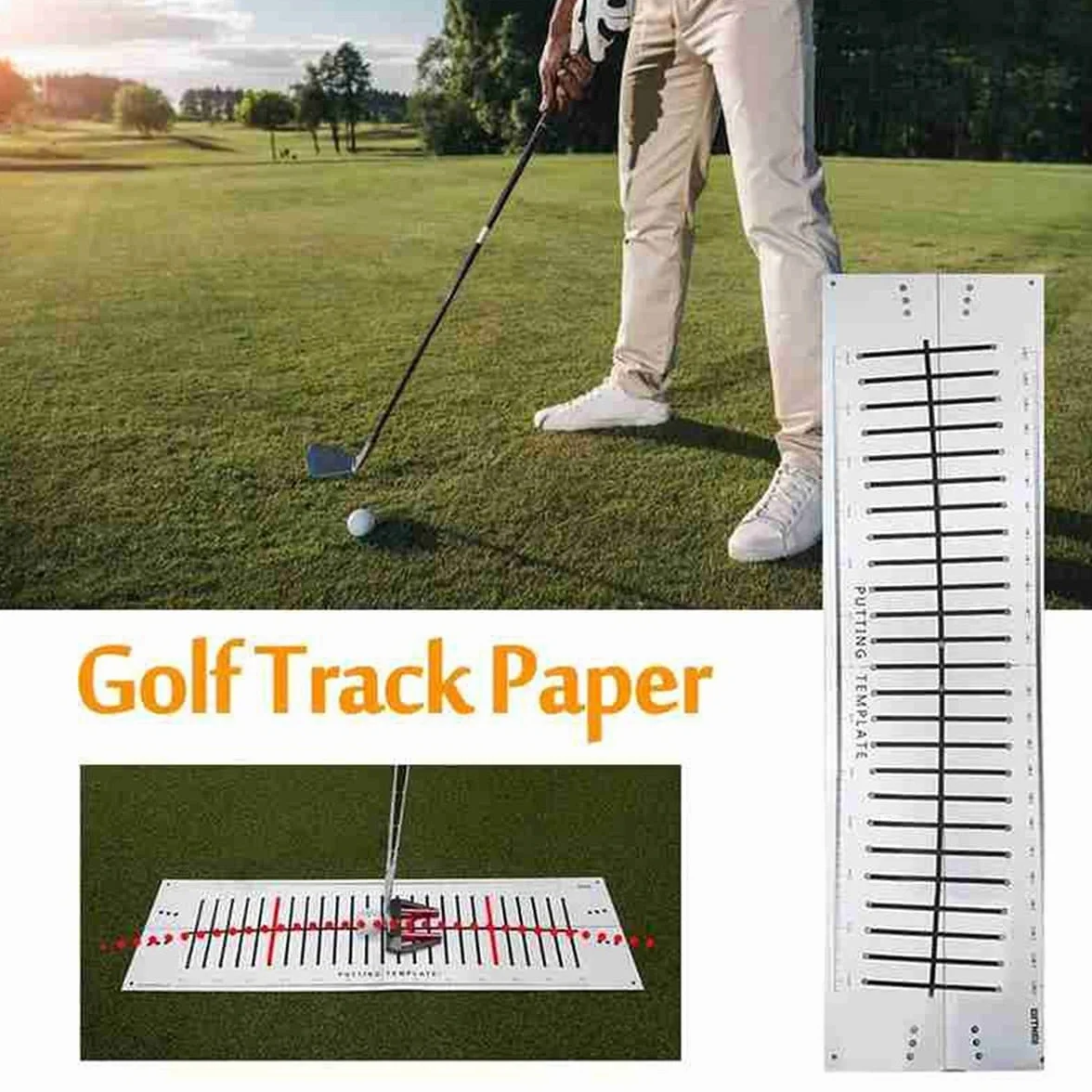 Entrenador de Putter de Golf, Equipo de Pista de Putting Verde de Interior, Manta de Ayudas de Entrenamiento con Línea de Objetivo