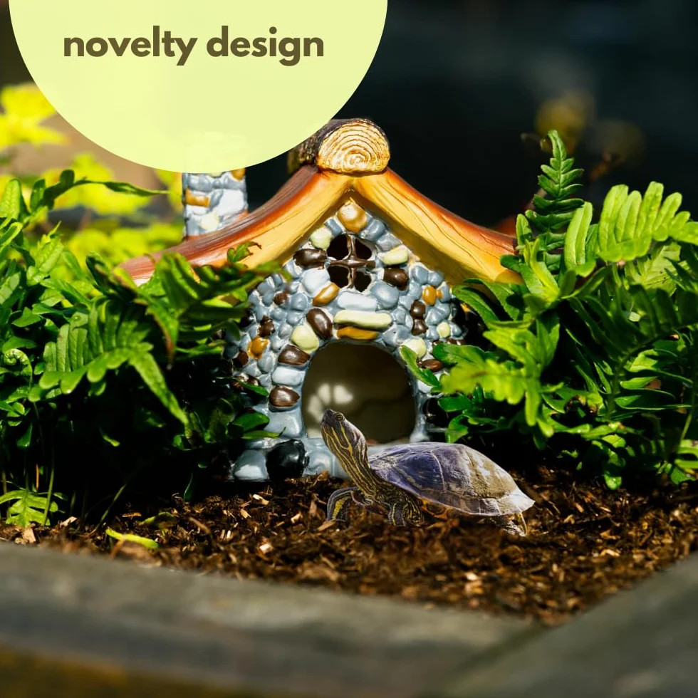 Garden Mile Casa de rana para estanque de jardín, accesorio de terrario de reptiles, escondites y cuevas de reptiles, casa de sapos, accesorios para reptiles, escondite de estanque grande, cueva