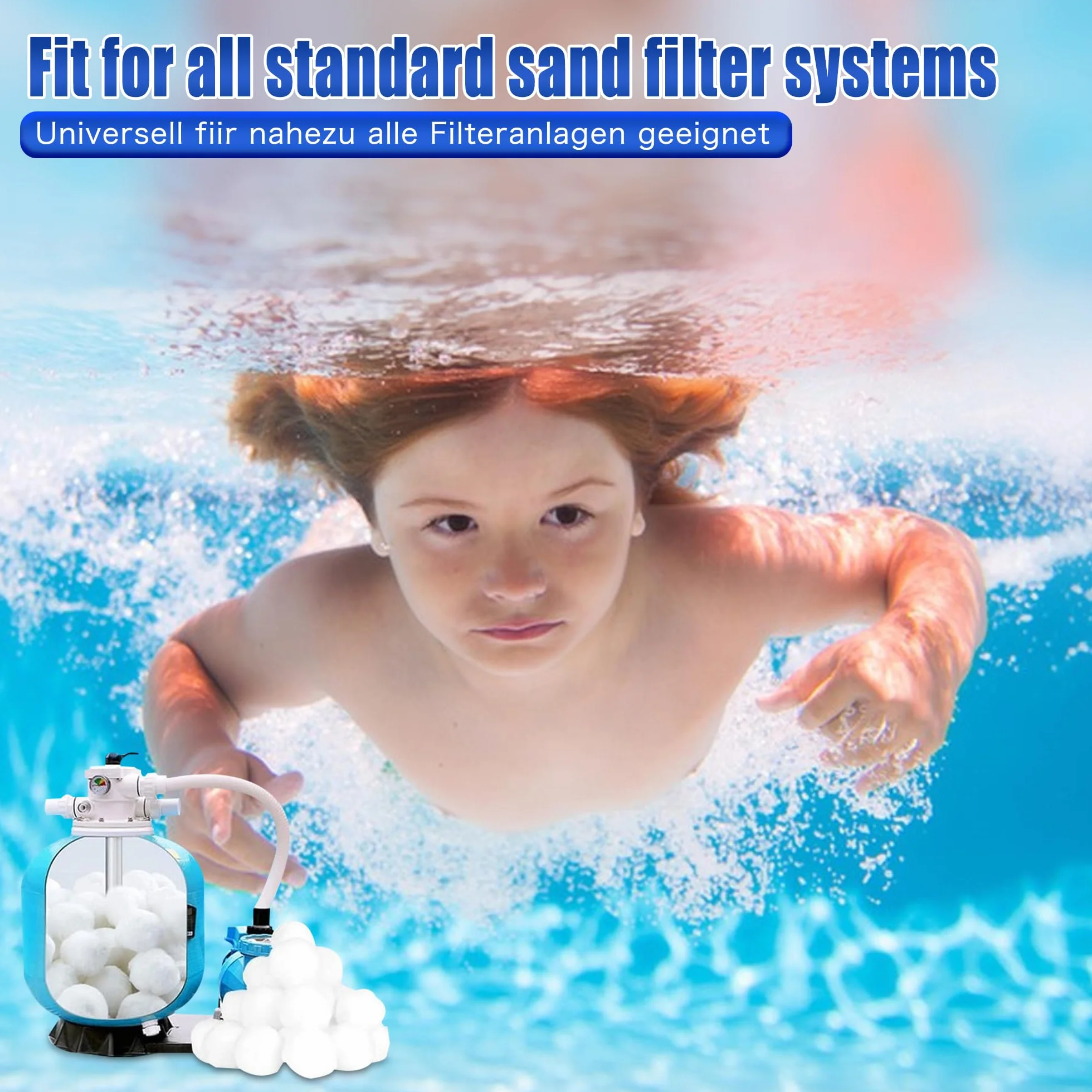 JAADU 800g Bolas Filtro Piscina, Bolas Depuradora Piscina, Reemplaza 28kg Arena de Filtro, para Instalaciones de Filtro de Arena, Piscina, Acuarios