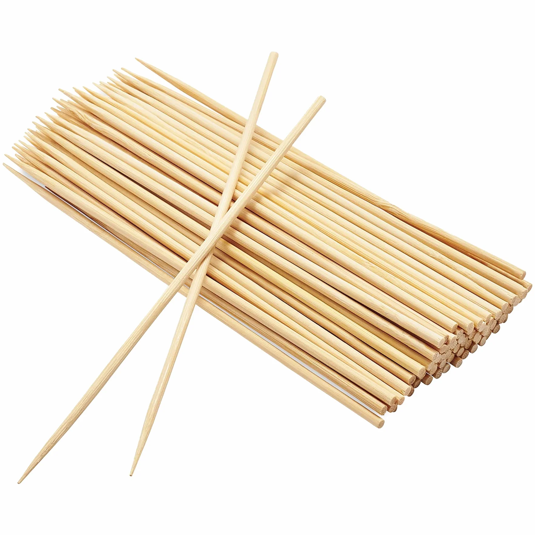 100, 200, 500, 1200 o 12000 Piezas, Pinchos de Madera, Brochetas para Barbacoa, Pinchos Parrilla, Palos de Madera para Grill, Buffet, Fruta, Hoguera y Manualidades, Tamaño 10,15,20, 25 o 30cm