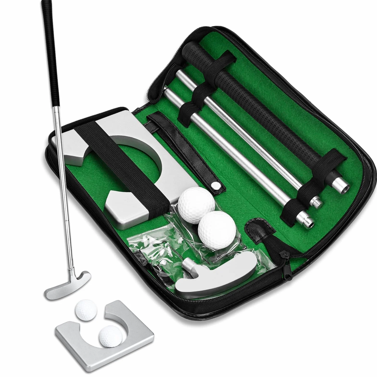 Putter de golf portátil kit de práctica con pelota desmontable