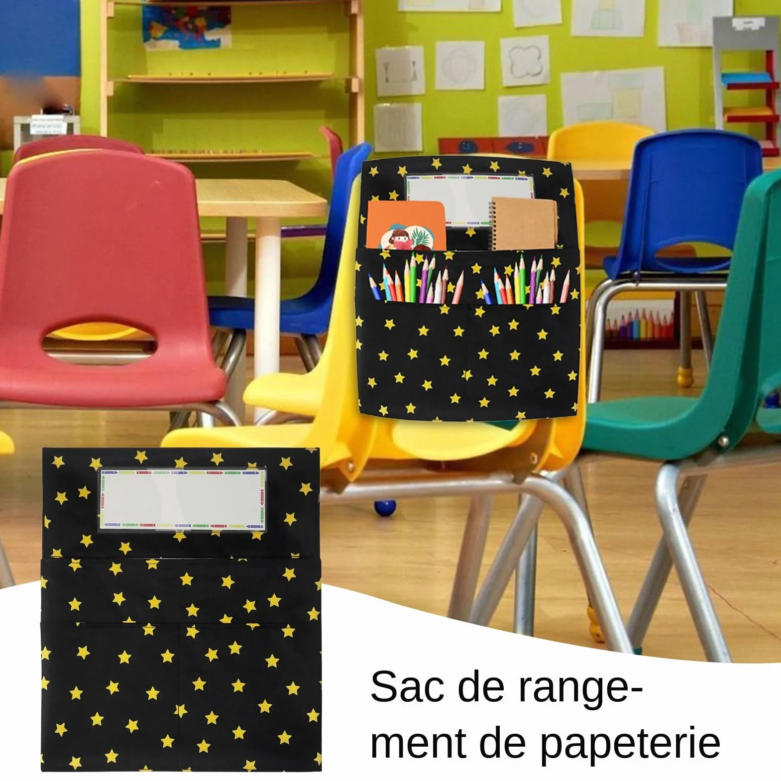 Organizador De Bolsillos Para Sillas De Clase Escolar Suministros Lectura Maestros Biblioteca