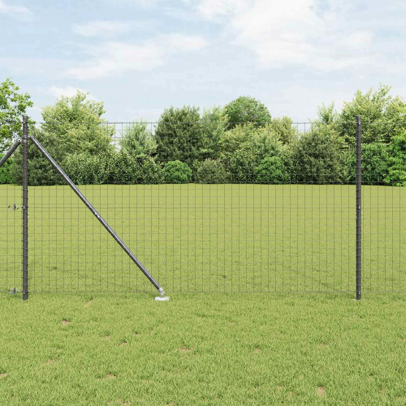 Juego de postes para valla con manguito de impacto (52 unidades, 160 cm, acero), color gris | Estable juego de postes de acero con recubrimiento en polvo para un fácil montaje en vallas en el jardín y en la terraza.