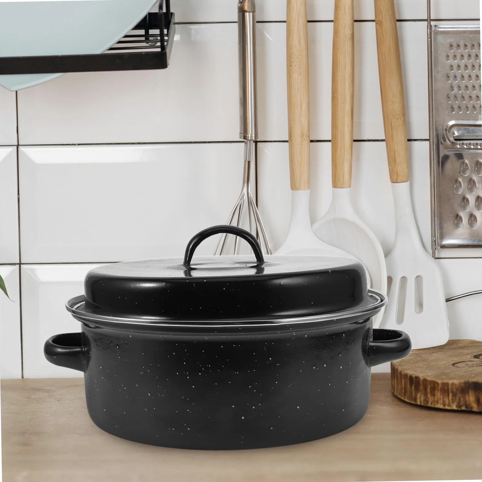 Olla Enameled Para Asar Tapa Doble Asa Resistente Altas Temperaturas