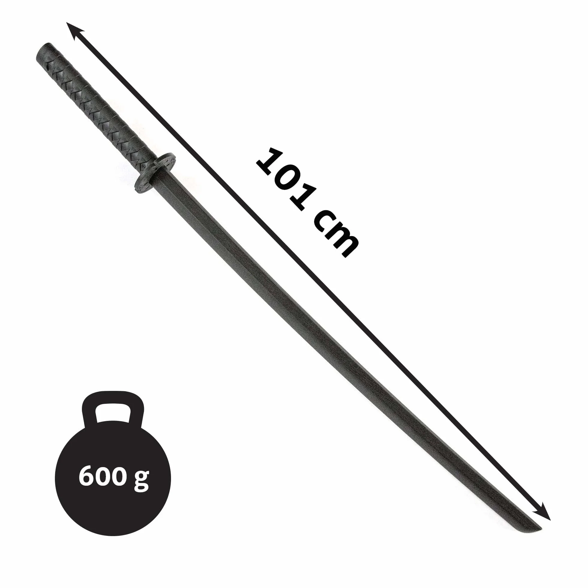 Bokken Plástico Duro 101 cm 600 g Iaido Aikido Bokuto Sparring Negro