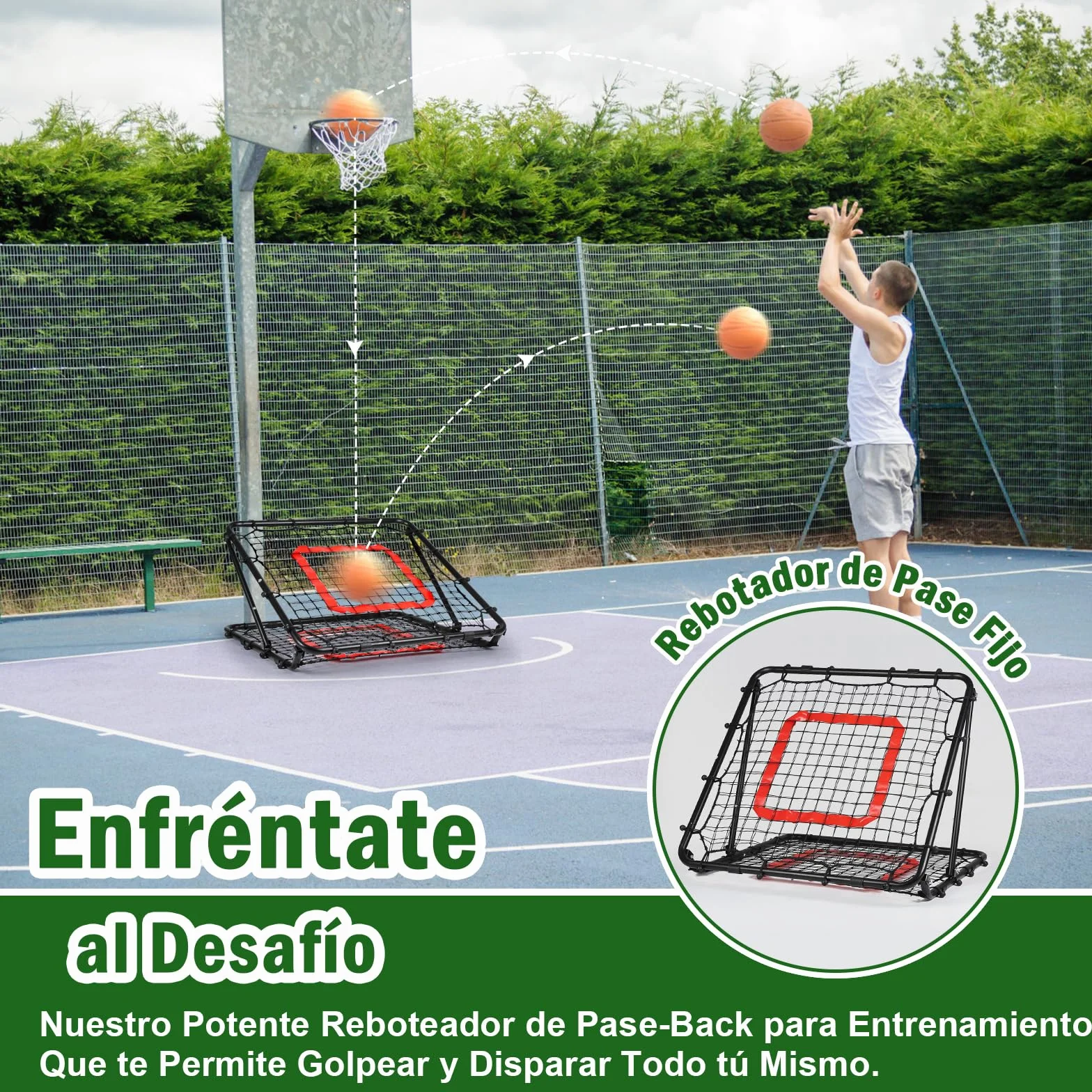 Red de Rebote Fútbol Plegable, Malla de PE de Doble Capa, Ángulo Ajustable