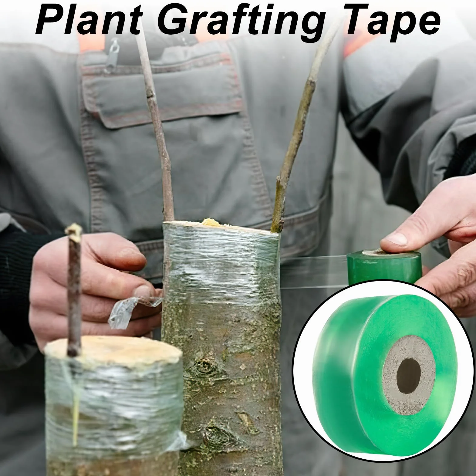2 Piezas Cinta de Injerto Banda de Injertación 2cm Cinta de Reparación de Plantas Transparente Biodegradable Autoadhesiva Film Injerto Elástica Árbol para Injertar y Reparar Árboles Frutales Verde