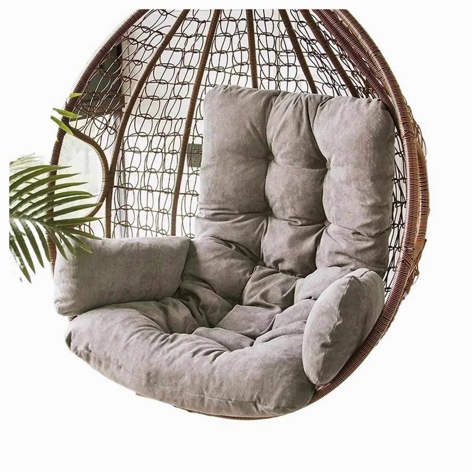 Funda para silla colgante de huevo de 50 x 125 cm, diseño de vid Slish Vine, extraíble con estampado gris, ideal para interiores y exteriores