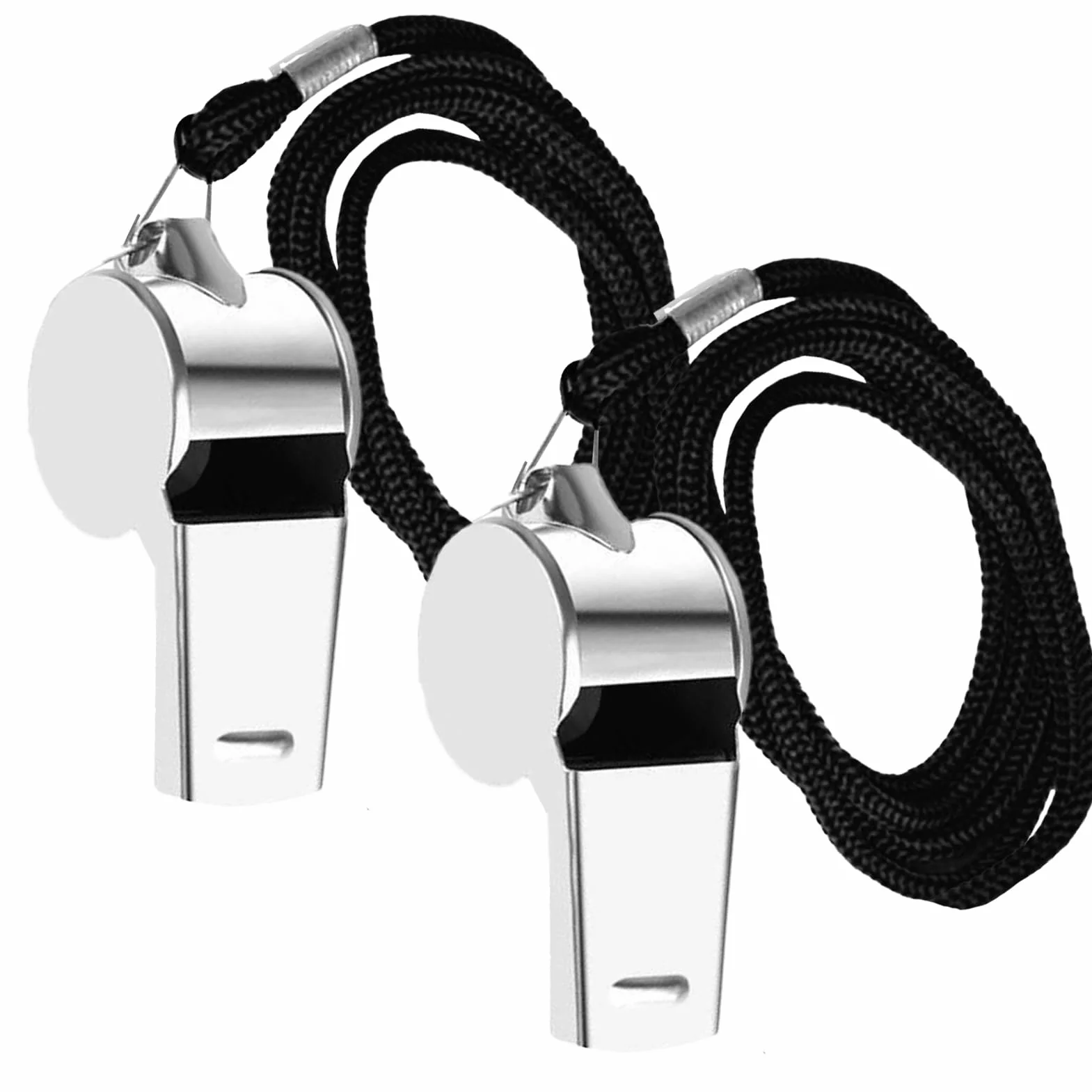 Silbato de Acero Inoxidable Pack 2, Silbato Deportivo con Cordón para Árbitros Entrenadores