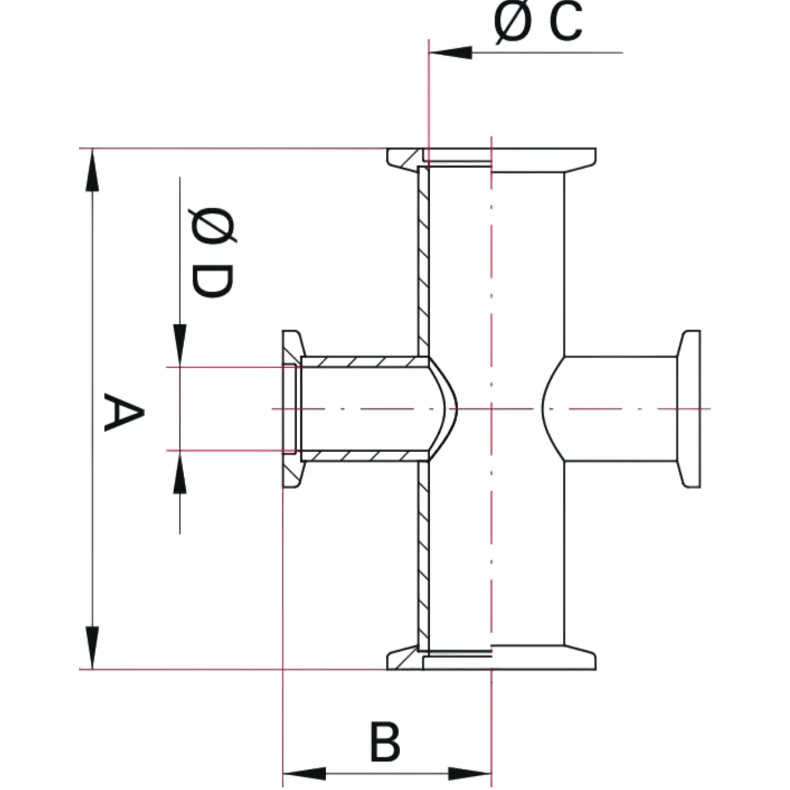 1 Uds KF-50 a KF-40 Reductor de vacío Cruzado-Brida de ISO-KF NW-50 a NW-40-adaptador Sus 304 for Aplicaciones de Alto vacío(KF40 to KF25)